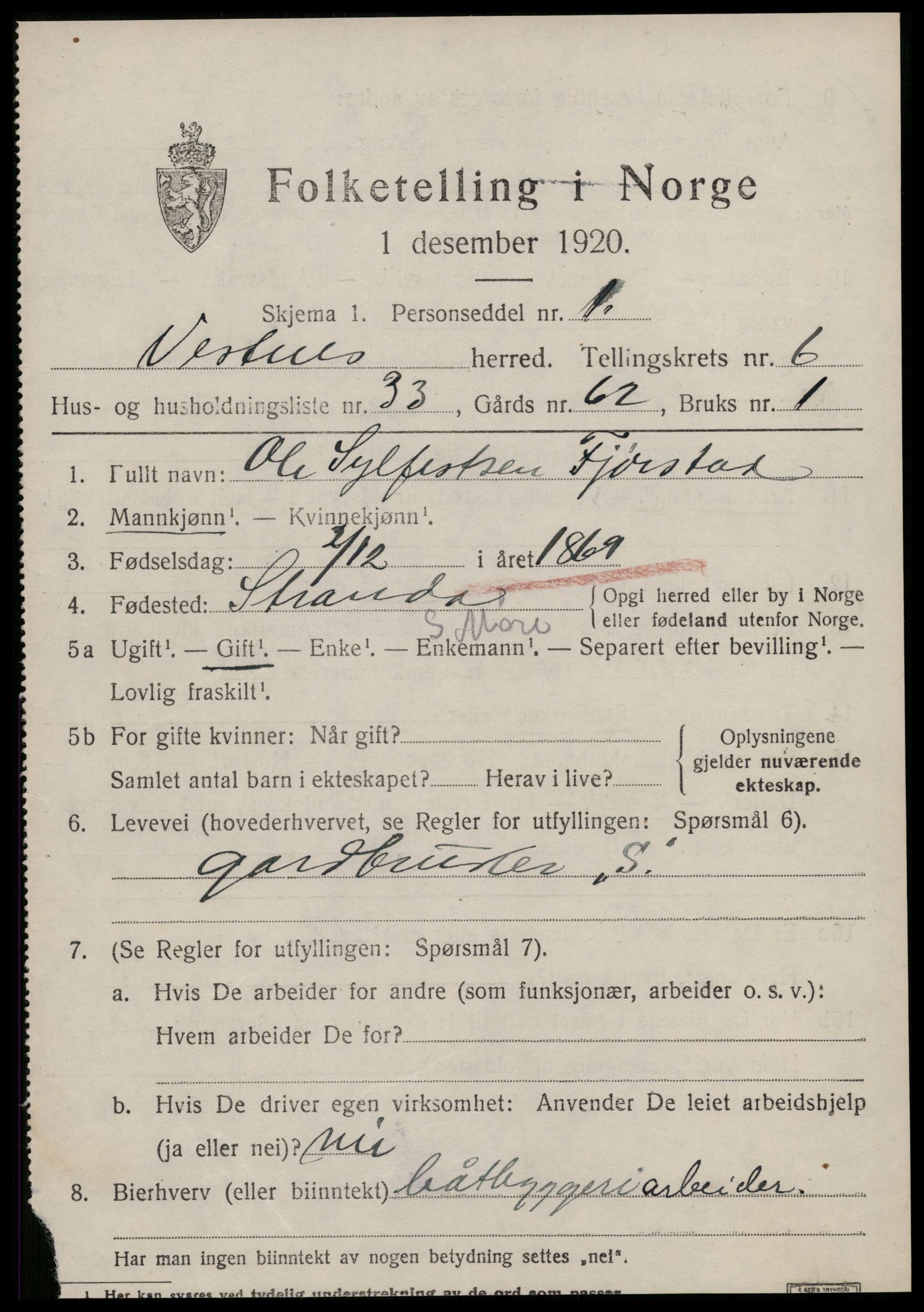SAT, Folketelling 1920 for 1535 Vestnes herred, 1920, s. 4689