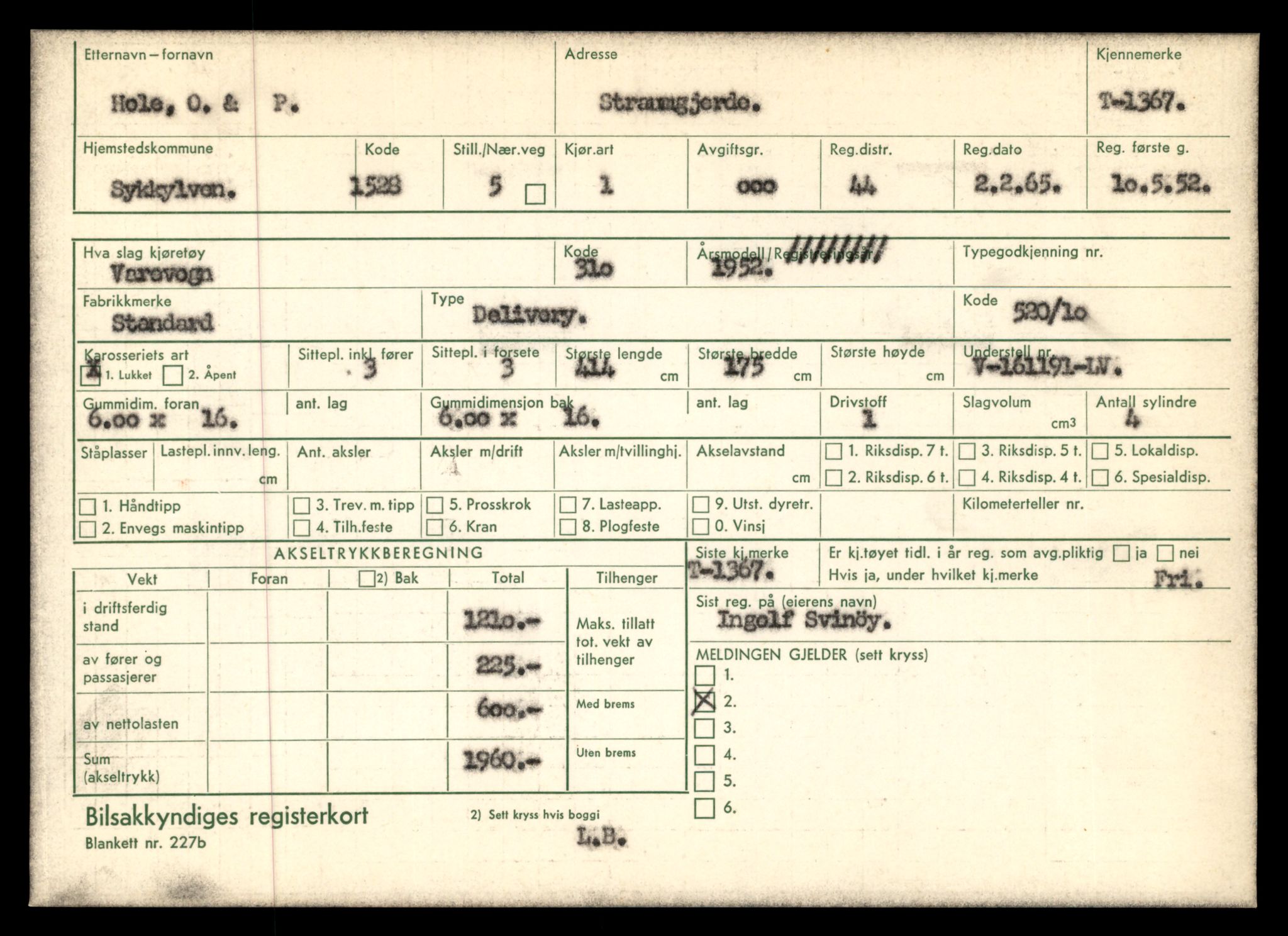 Møre og Romsdal vegkontor - Ålesund trafikkstasjon, AV/SAT-A-4099/F/Fe/L0012: Registreringskort for kjøretøy T 1290 - T 1450, 1927-1998, s. 1714