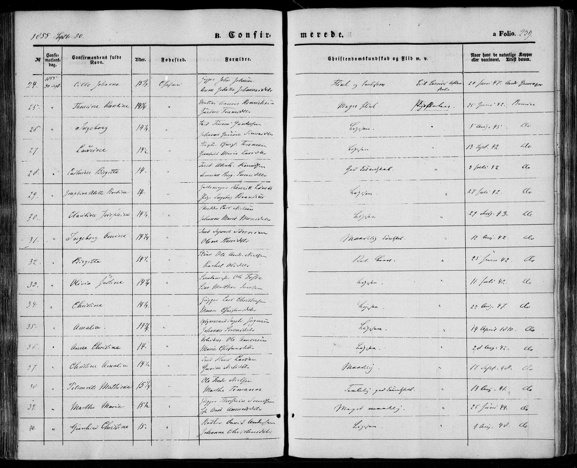 Kristiansand domprosti, AV/SAK-1112-0006/F/Fa/L0014: Ministerialbok nr. A 14, 1852-1867, s. 239