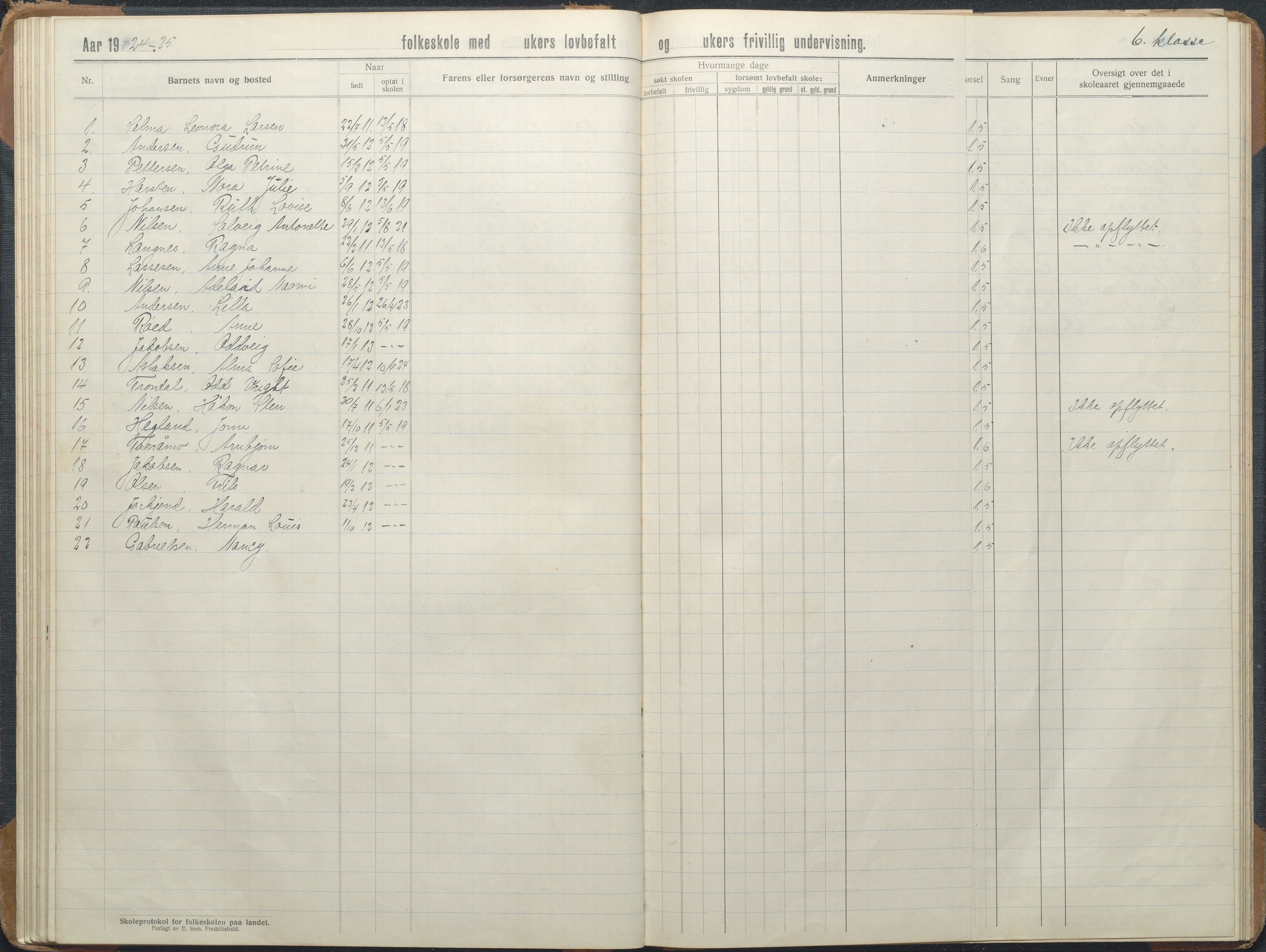 Stokken kommune, AAKS/KA0917-PK/04/04d/L0012: Skoleprotokoll, 1913-1938