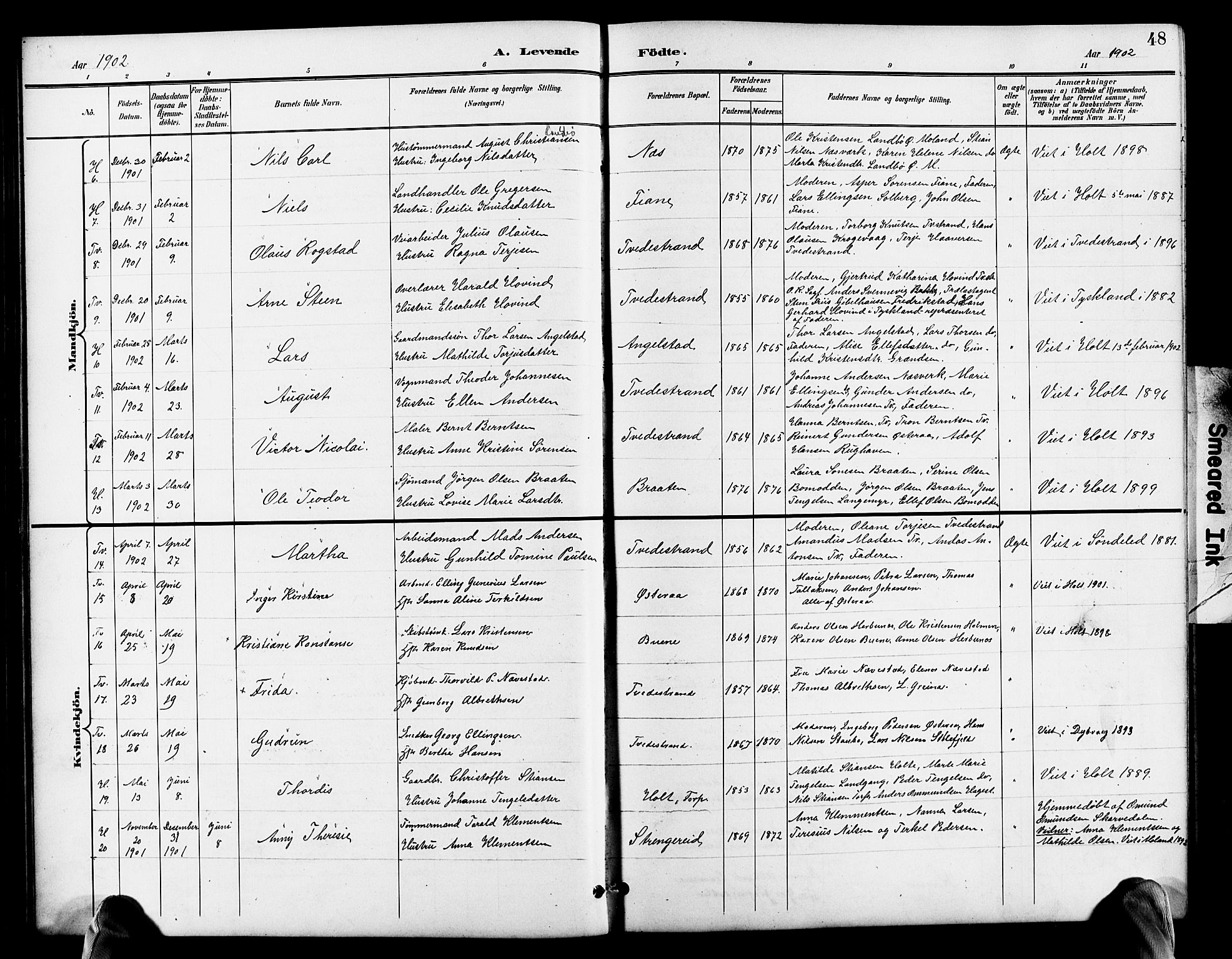 Holt sokneprestkontor, AV/SAK-1111-0021/F/Fb/L0011: Klokkerbok nr. B 11, 1897-1921, s. 48