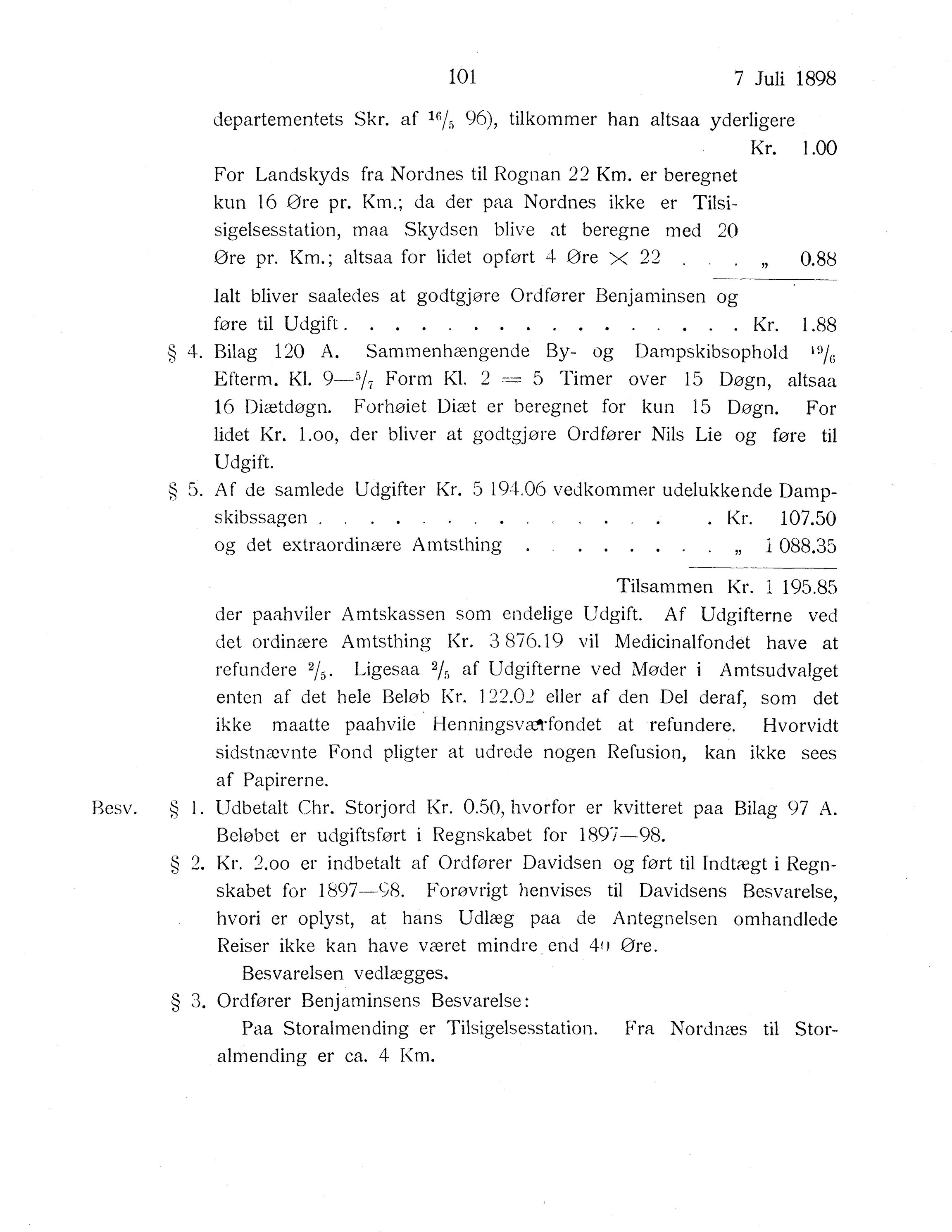 Nordland Fylkeskommune. Fylkestinget, AIN/NFK-17/176/A/Ac/L0021: Fylkestingsforhandlinger 1898, 1898