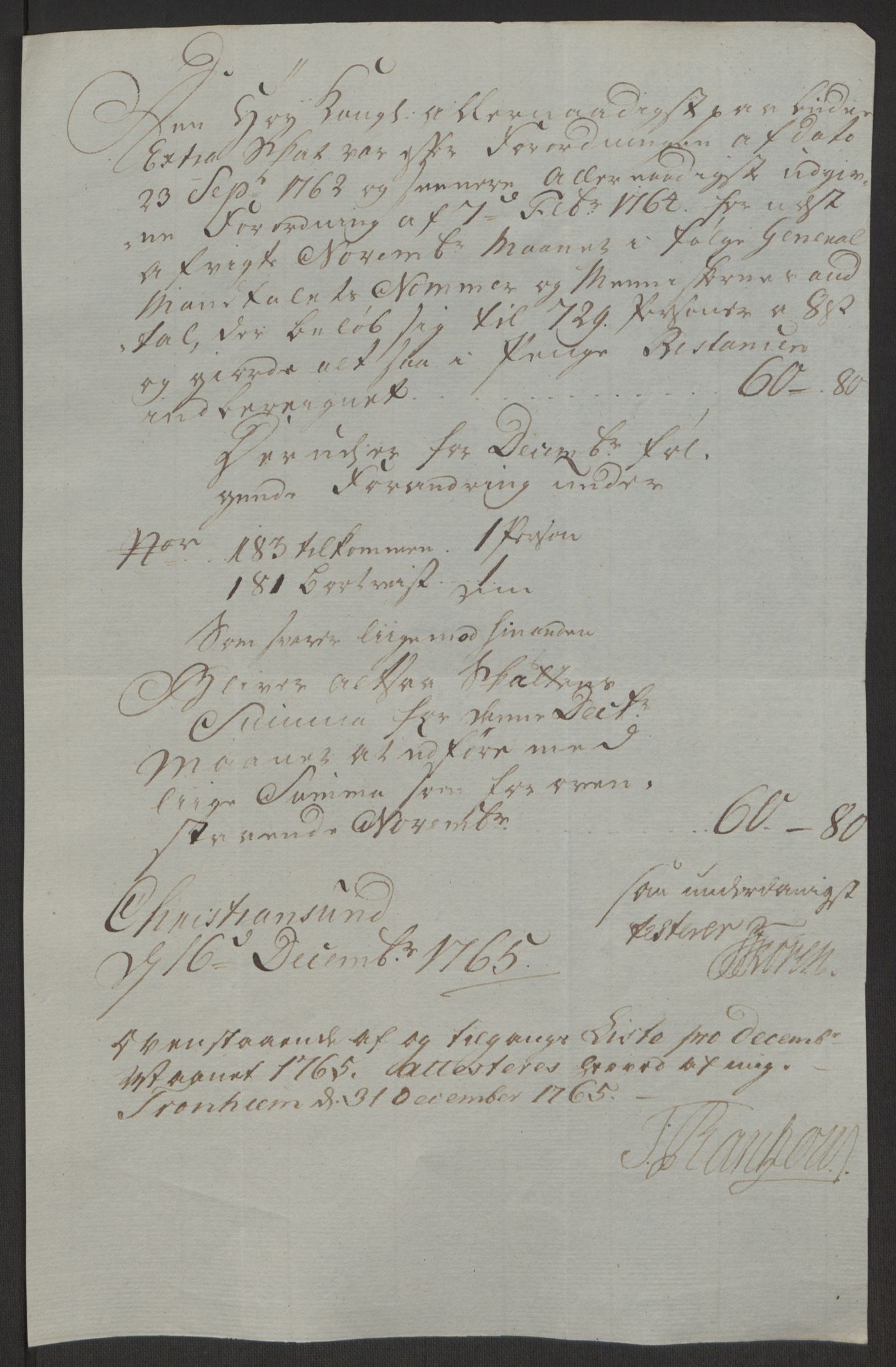 Rentekammeret inntil 1814, Reviderte regnskaper, Byregnskaper, AV/RA-EA-4066/R/Rr/L0495/0004: [R1] Kontribusjonsregnskap / Ekstraskatt, 1762-1772, s. 71