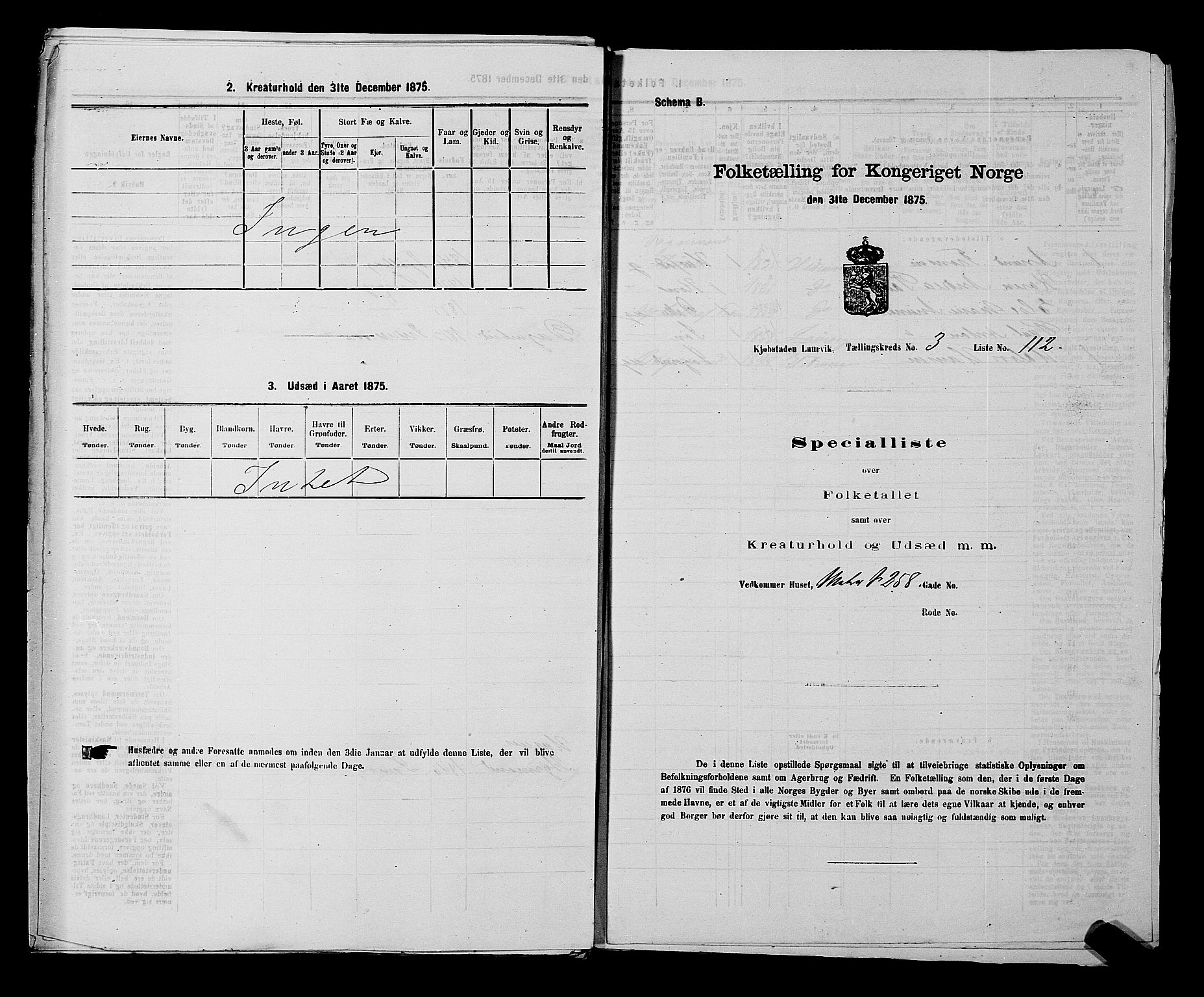 SAKO, Folketelling 1875 for 0707P Larvik prestegjeld, 1875, s. 747