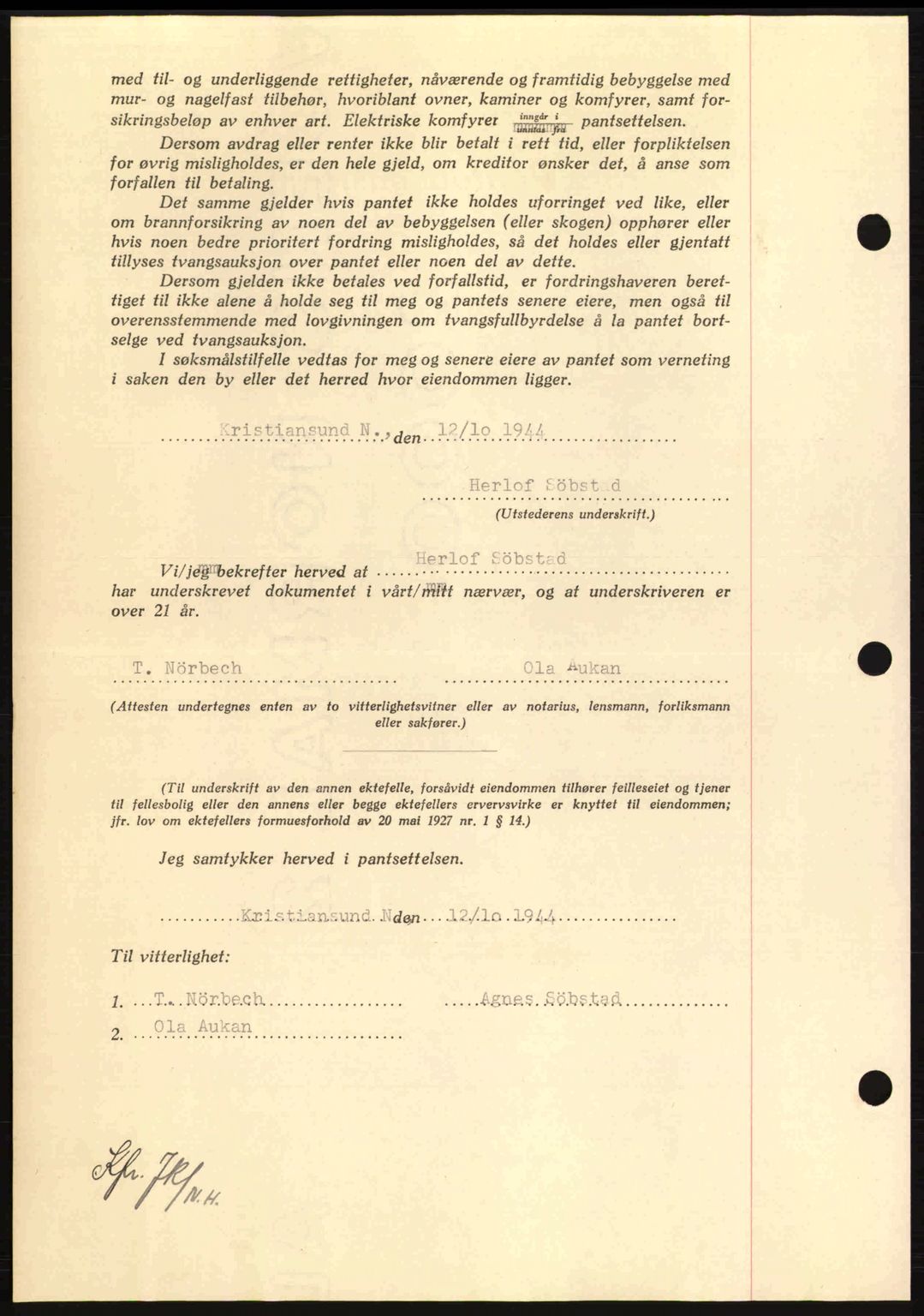 Nordmøre sorenskriveri, AV/SAT-A-4132/1/2/2Ca: Pantebok nr. B92, 1944-1945, Dagboknr: 1797/1944