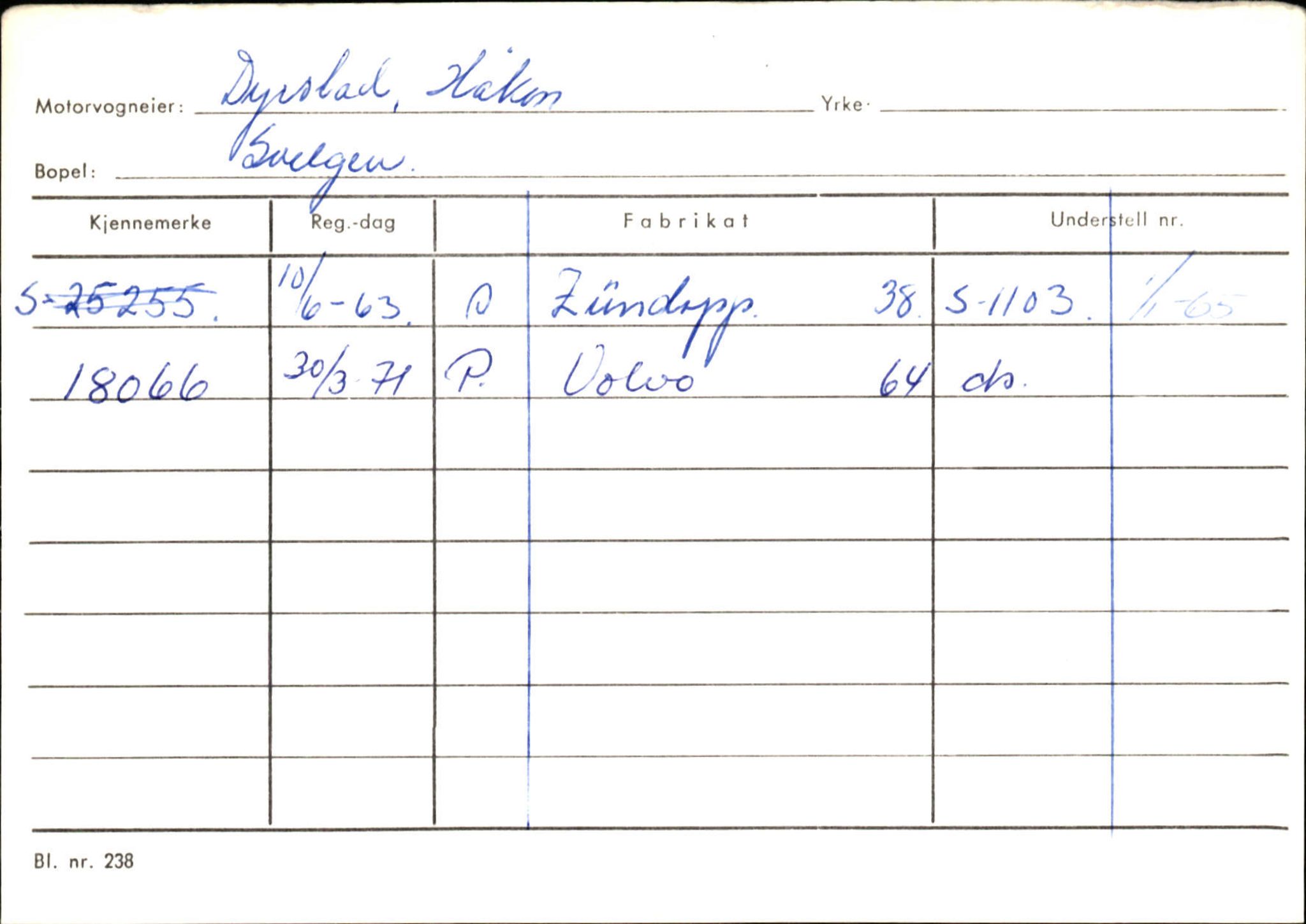 Statens vegvesen, Sogn og Fjordane vegkontor, SAB/A-5301/4/F/L0133: Eigarregister Bremanger A-Å. Gaular A-H, 1945-1975, s. 203