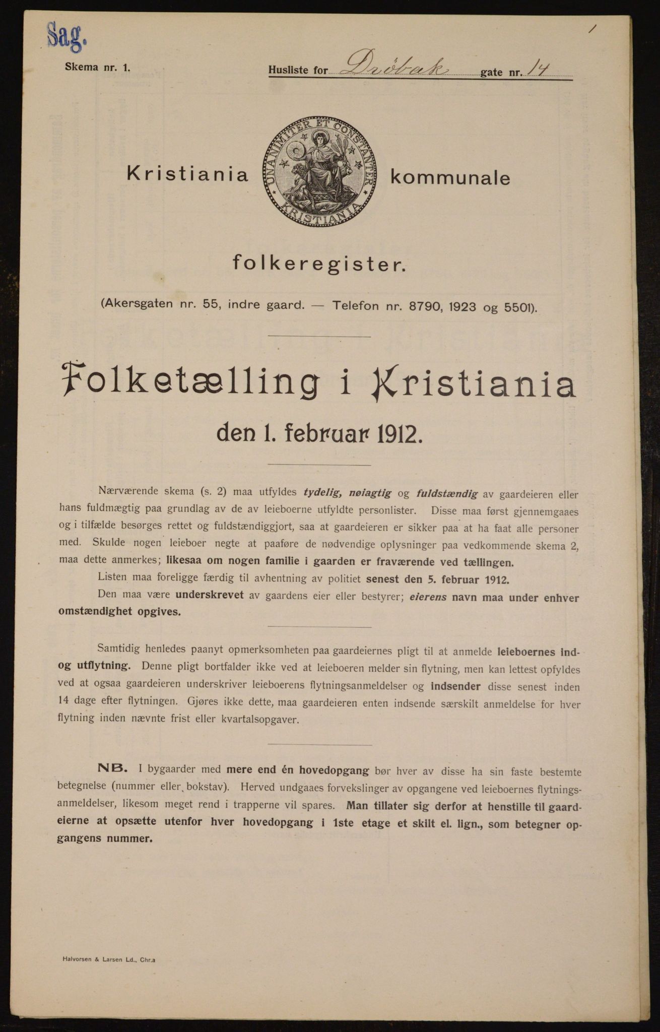 OBA, Kommunal folketelling 1.2.1912 for Kristiania, 1912, s. 17350