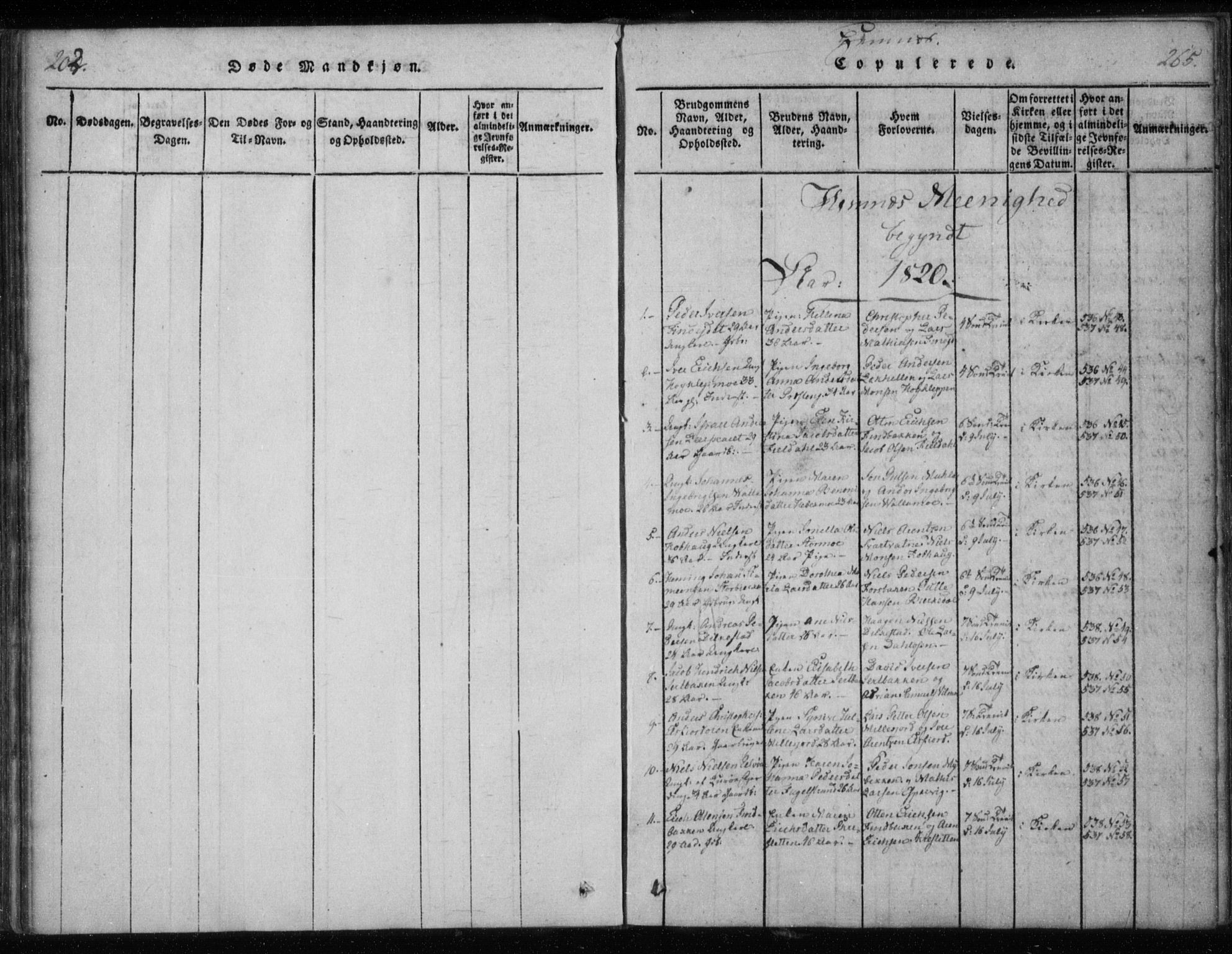 Ministerialprotokoller, klokkerbøker og fødselsregistre - Nordland, AV/SAT-A-1459/825/L0353: Ministerialbok nr. 825A07, 1820-1826, s. 264-265