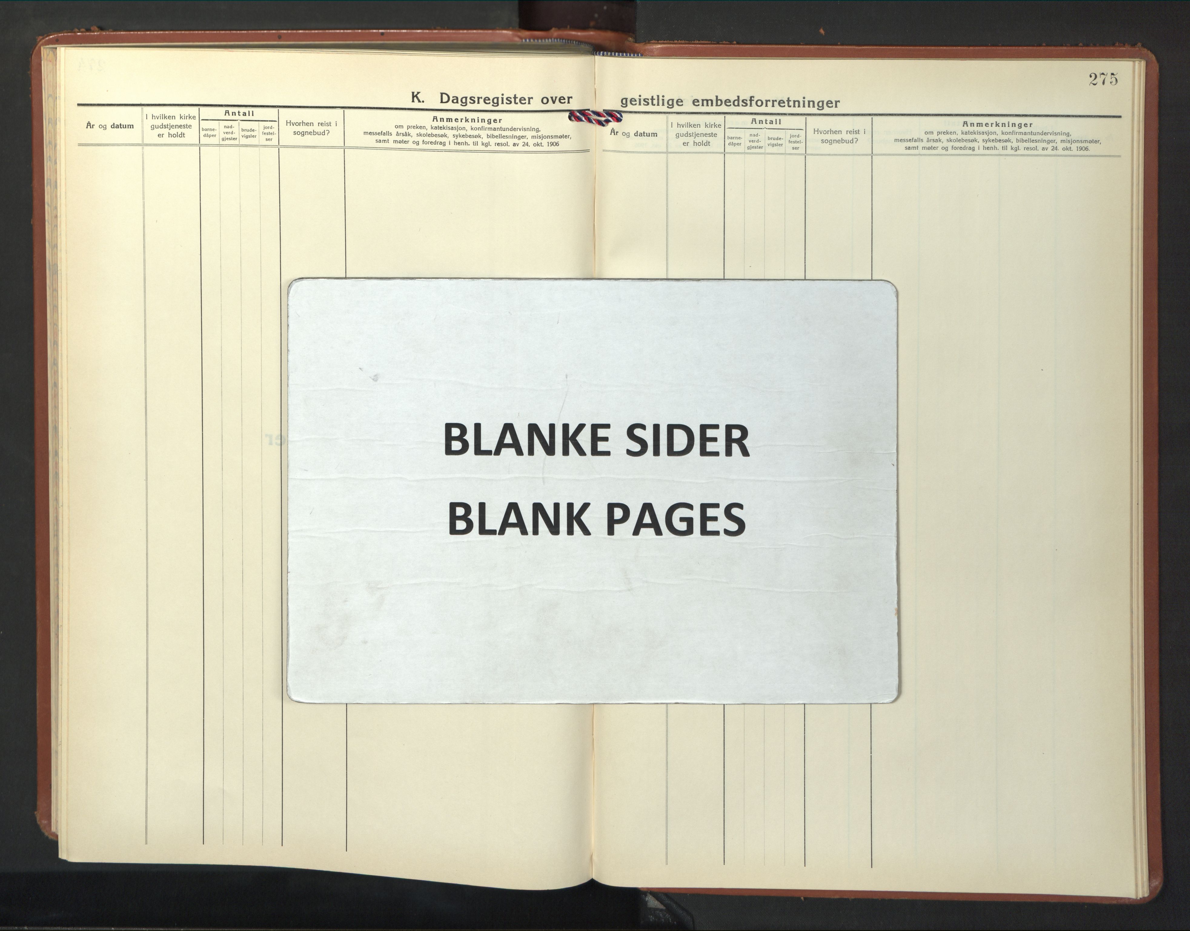 Ministerialprotokoller, klokkerbøker og fødselsregistre - Nord-Trøndelag, SAT/A-1458/774/L0631: Klokkerbok nr. 774C02, 1934-1950, s. 275