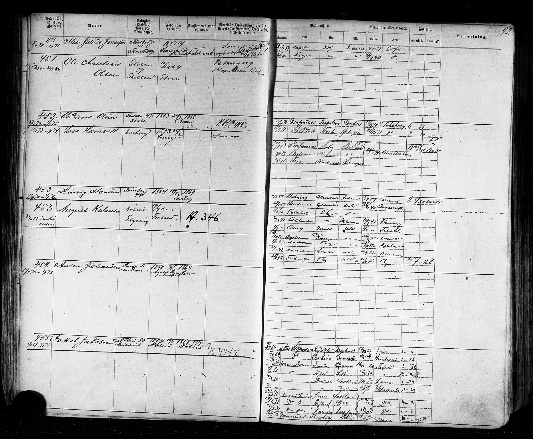 Tønsberg innrulleringskontor, AV/SAKO-A-786/F/Fb/L0002: Annotasjonsrulle Patent nr. 1-2635, 1869-1877, s. 107