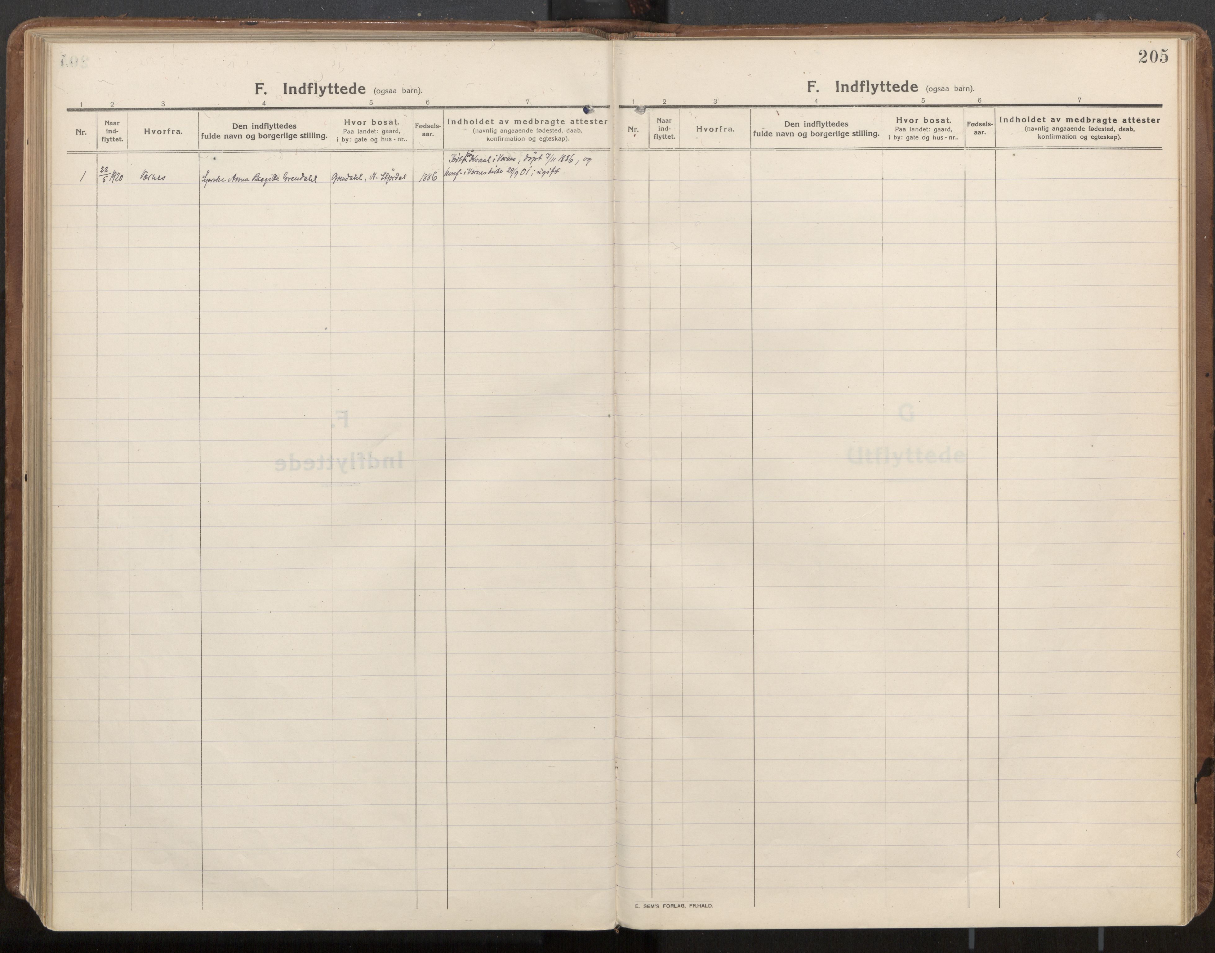 Ministerialprotokoller, klokkerbøker og fødselsregistre - Nord-Trøndelag, SAT/A-1458/703/L0037: Ministerialbok nr. 703A10, 1915-1932, s. 205