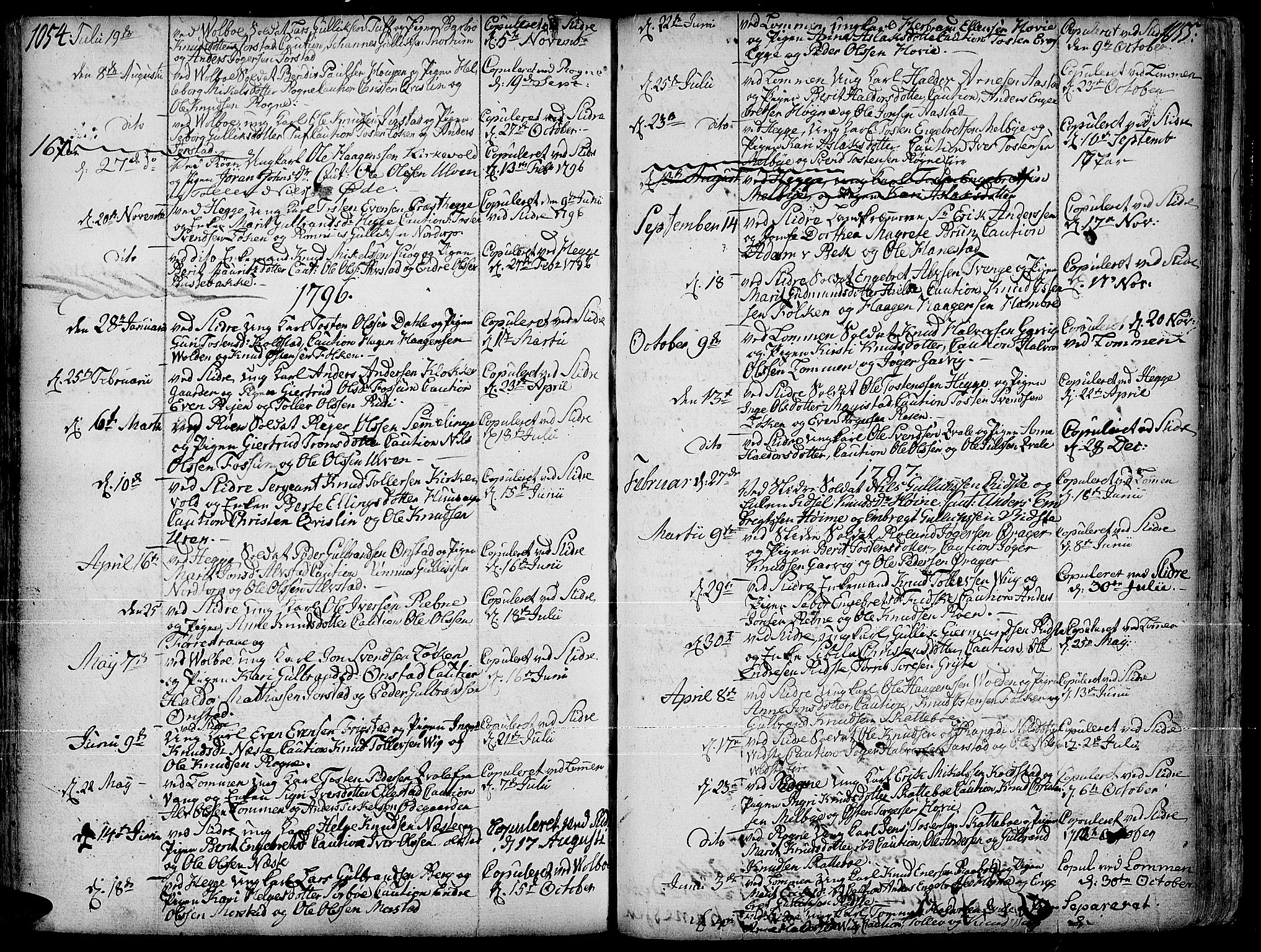 Slidre prestekontor, AV/SAH-PREST-134/H/Ha/Haa/L0001: Ministerialbok nr. 1, 1724-1814, s. 1054-1055