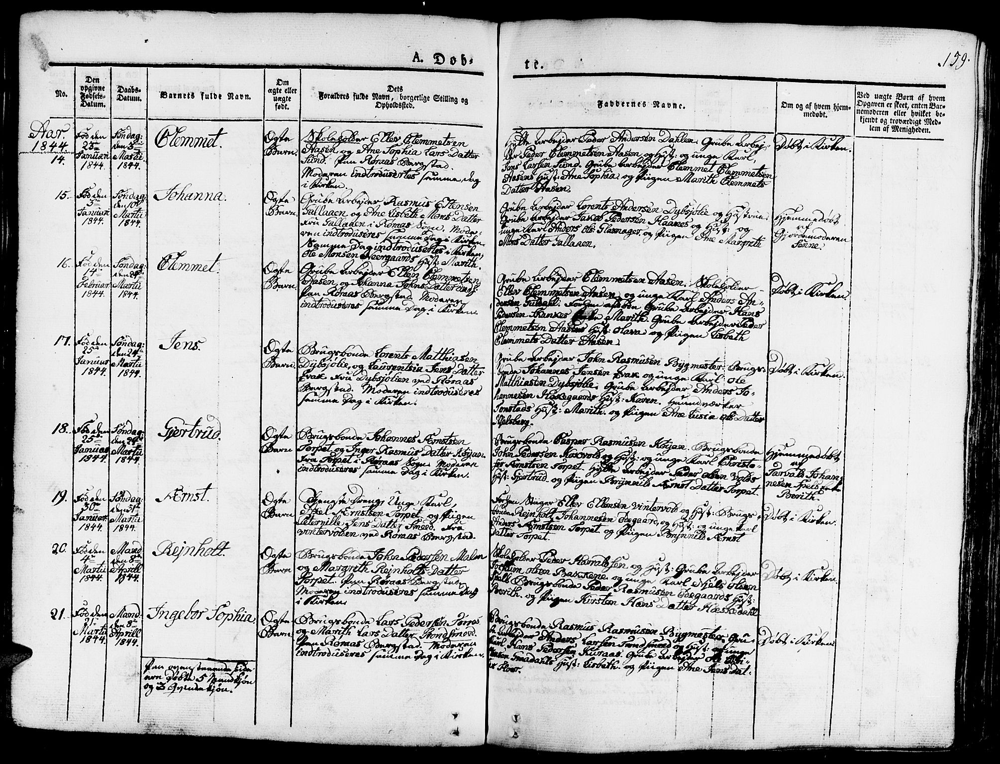 Ministerialprotokoller, klokkerbøker og fødselsregistre - Sør-Trøndelag, SAT/A-1456/681/L0938: Klokkerbok nr. 681C02, 1829-1879, s. 159