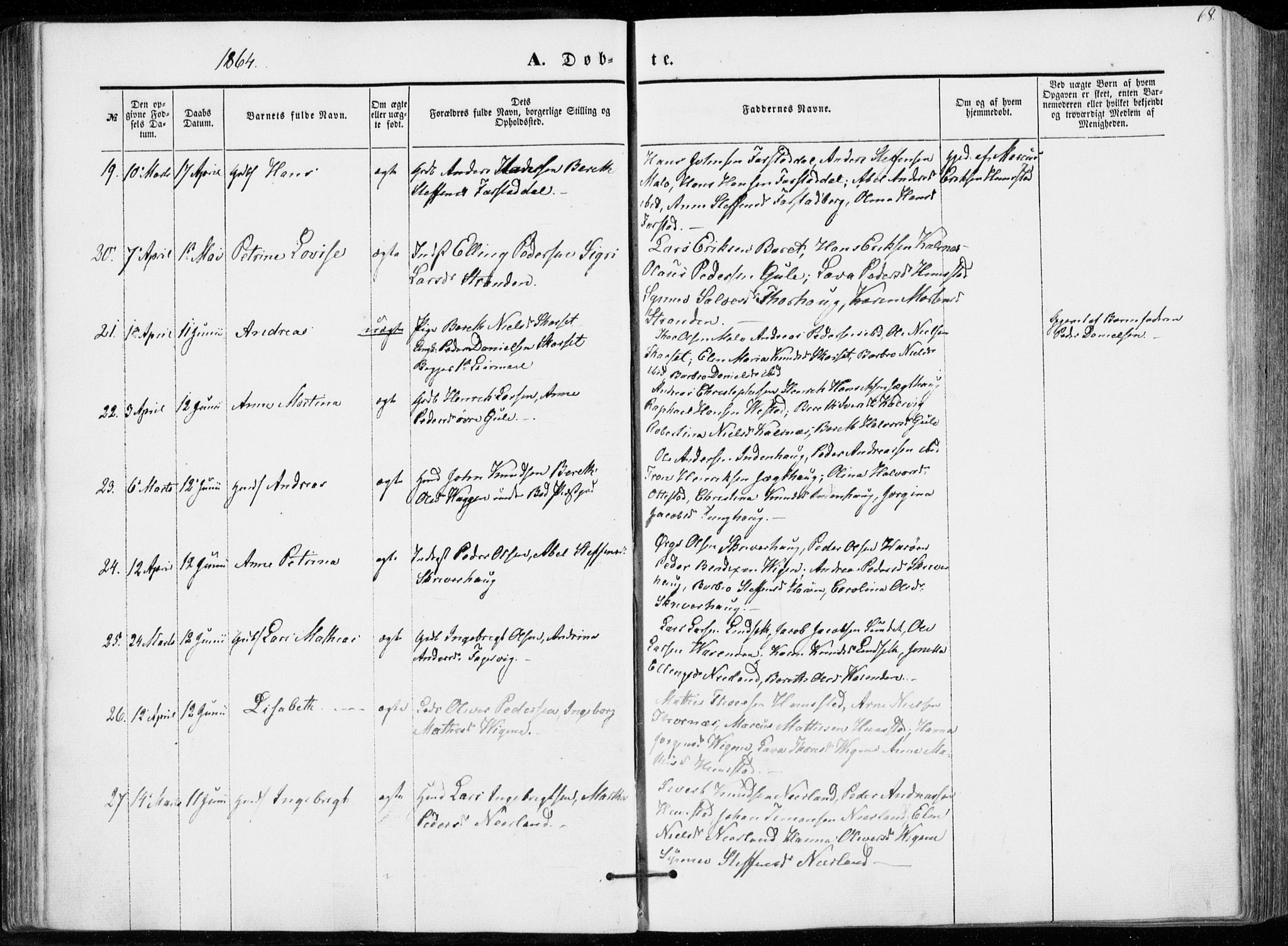 Ministerialprotokoller, klokkerbøker og fødselsregistre - Møre og Romsdal, AV/SAT-A-1454/566/L0767: Ministerialbok nr. 566A06, 1852-1868, s. 68