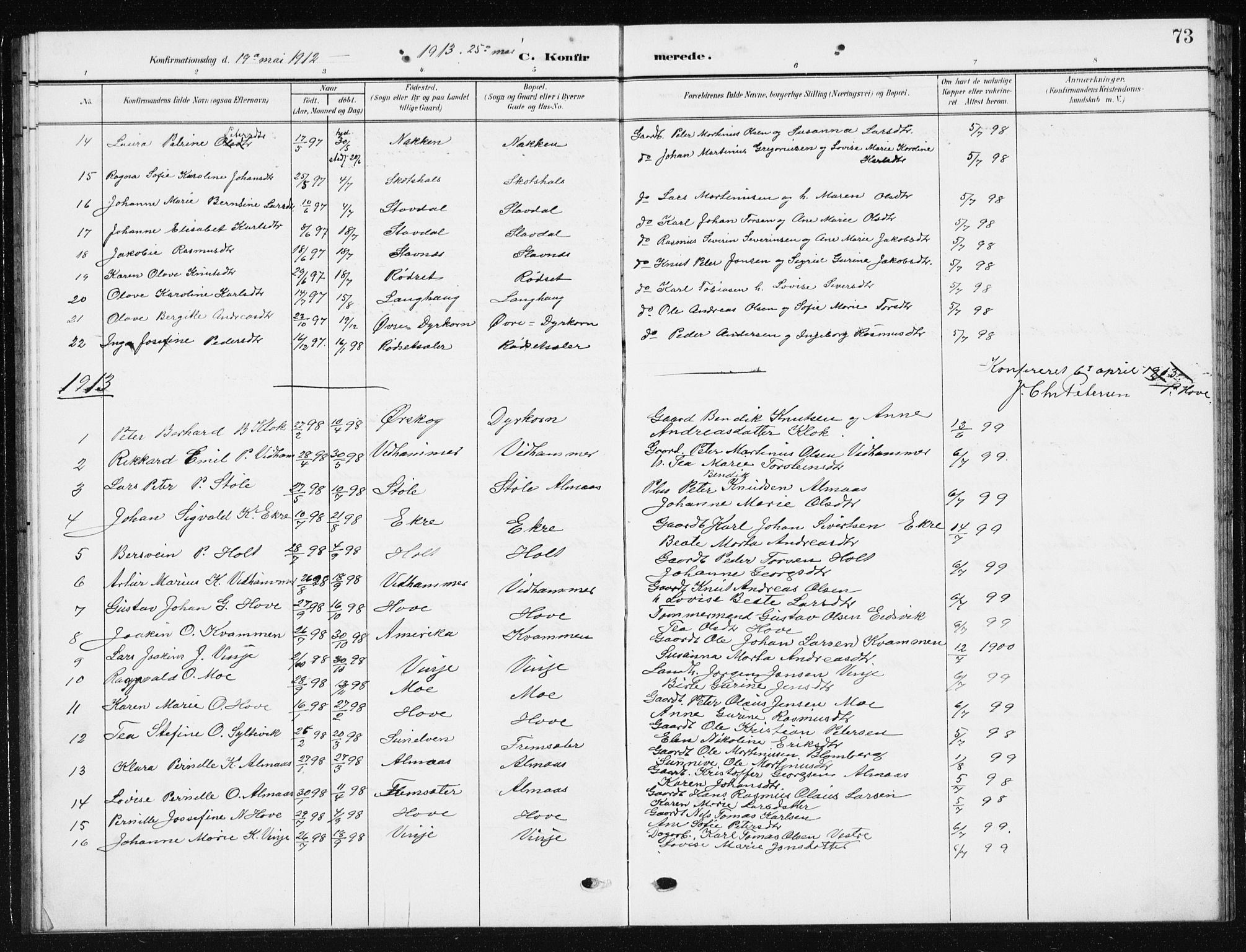 Ministerialprotokoller, klokkerbøker og fødselsregistre - Møre og Romsdal, SAT/A-1454/521/L0303: Klokkerbok nr. 521C04, 1908-1943, s. 73