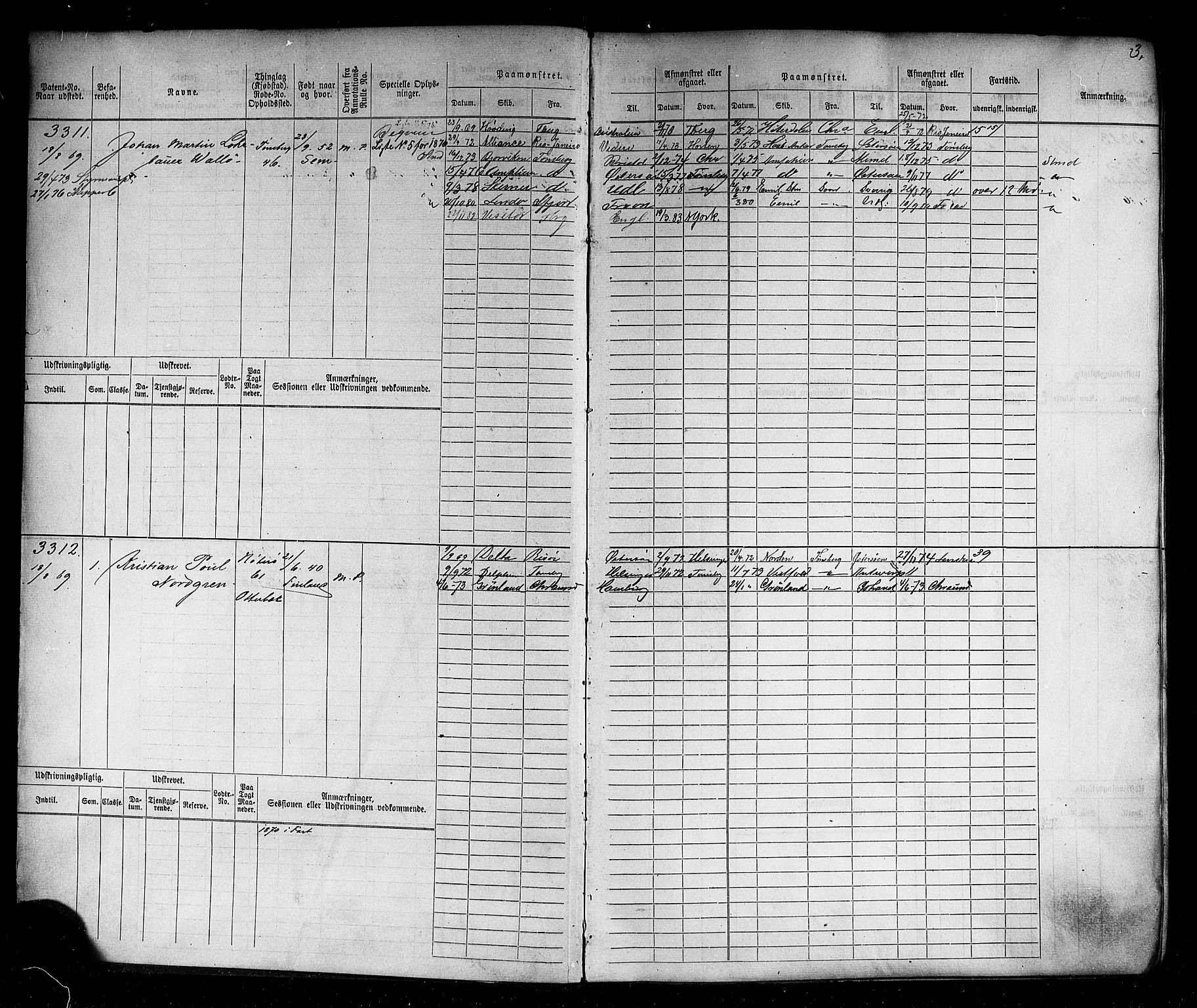 Tønsberg innrulleringskontor, AV/SAKO-A-786/F/Fc/Fcb/L0004: Hovedrulle Patent nr. 3309-4414, 1869, s. 4