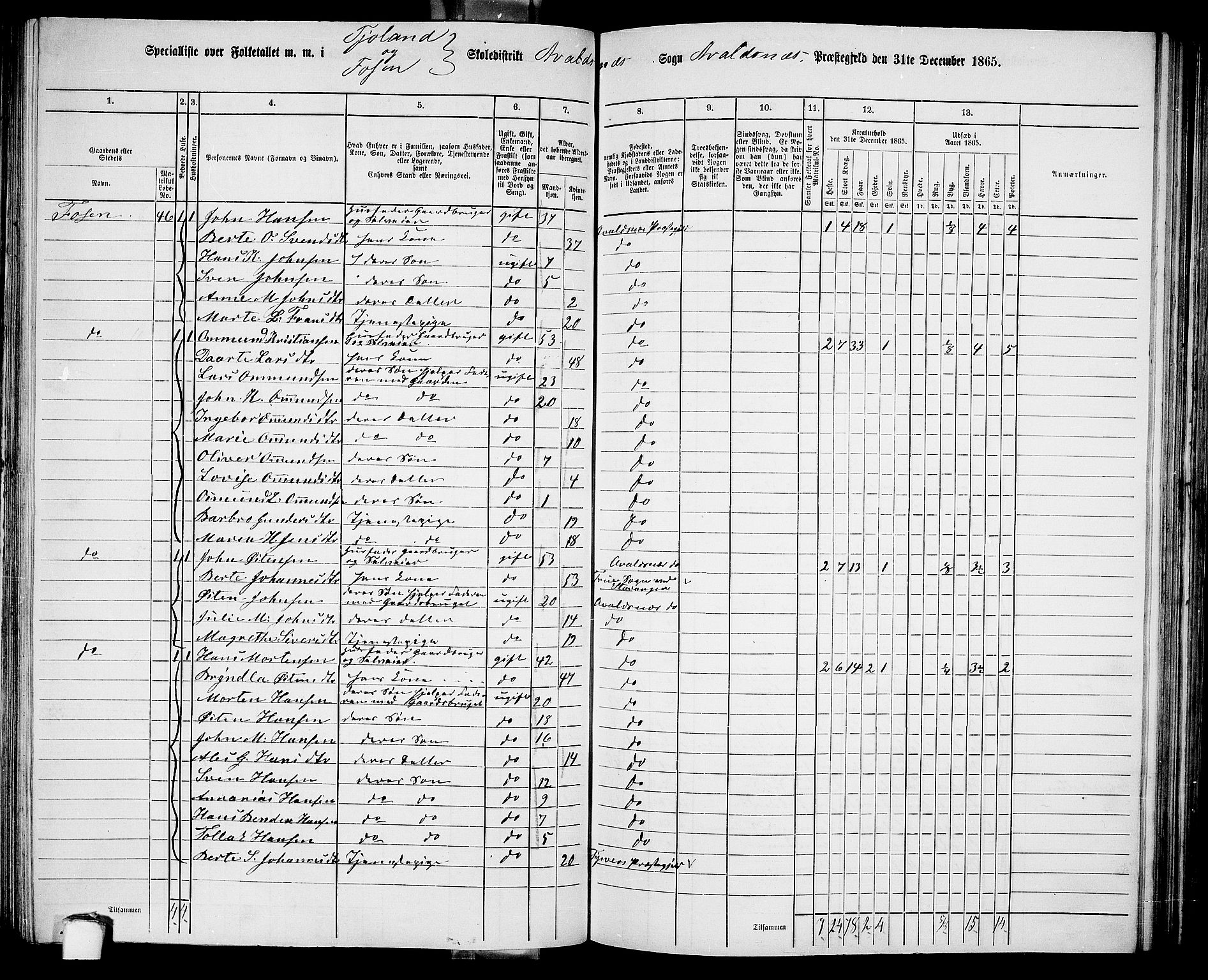 RA, Folketelling 1865 for 1147P Avaldsnes prestegjeld, 1865, s. 148