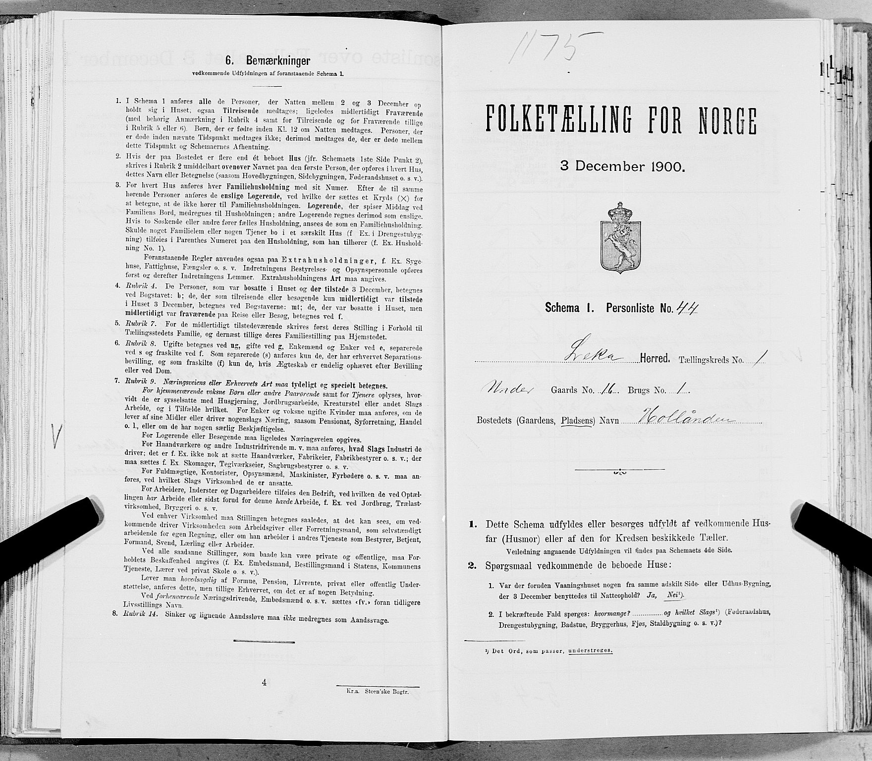 SAT, Folketelling 1900 for 1755 Leka herred, 1900, s. 143