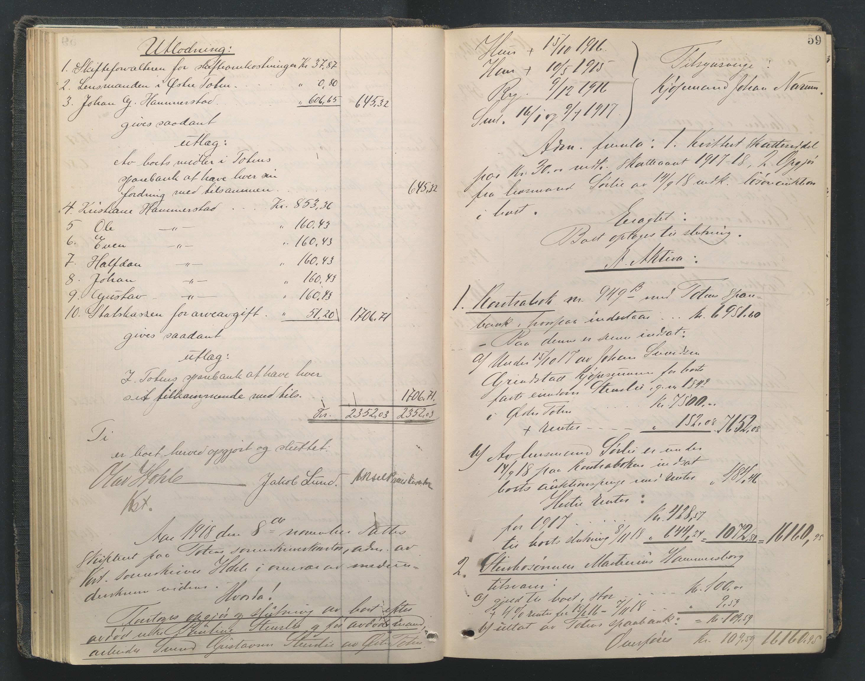 Toten tingrett, AV/SAH-TING-006/J/Je/L0012: Skifteutlodningsprotokoll - Østre Toten, 1914-1935, s. 59