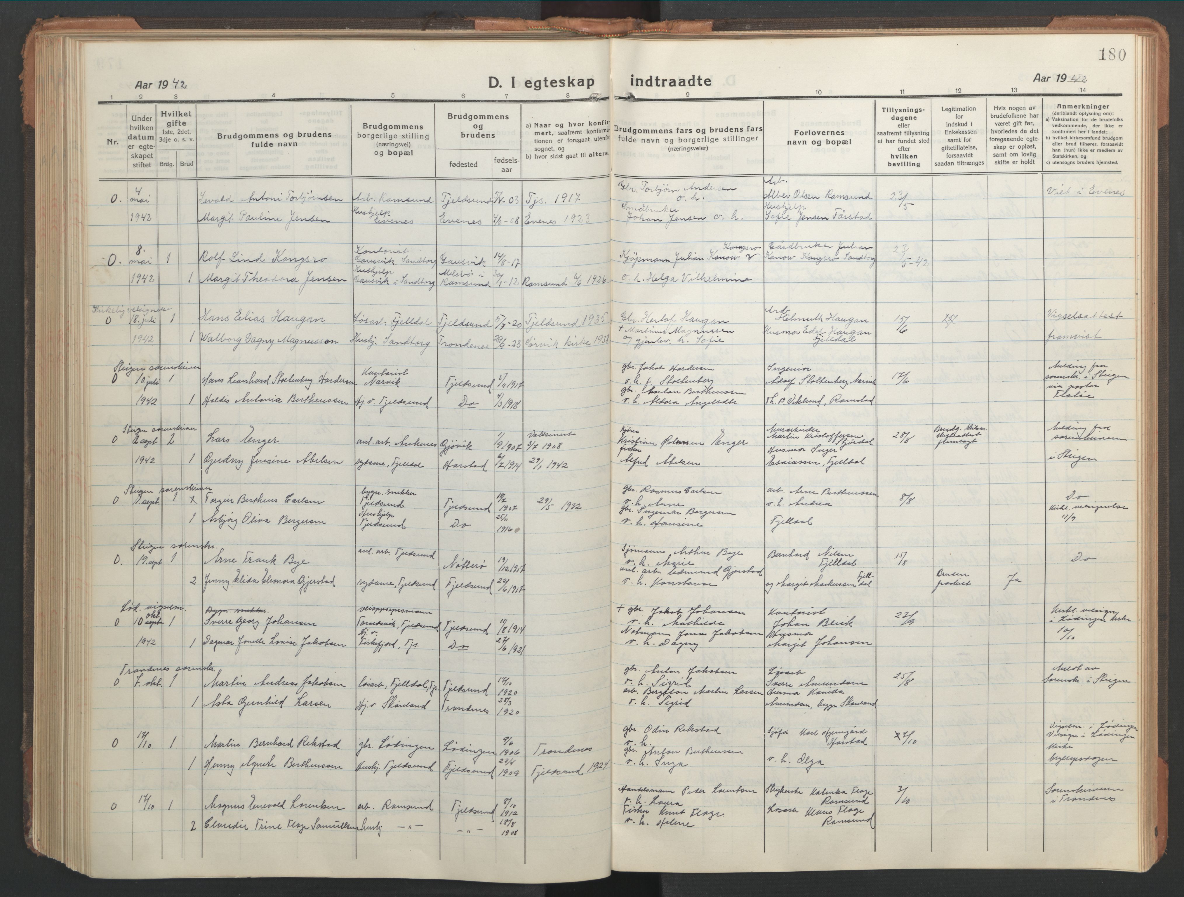 Ministerialprotokoller, klokkerbøker og fødselsregistre - Nordland, AV/SAT-A-1459/865/L0933: Klokkerbok nr. 865C05, 1917-1947, s. 180