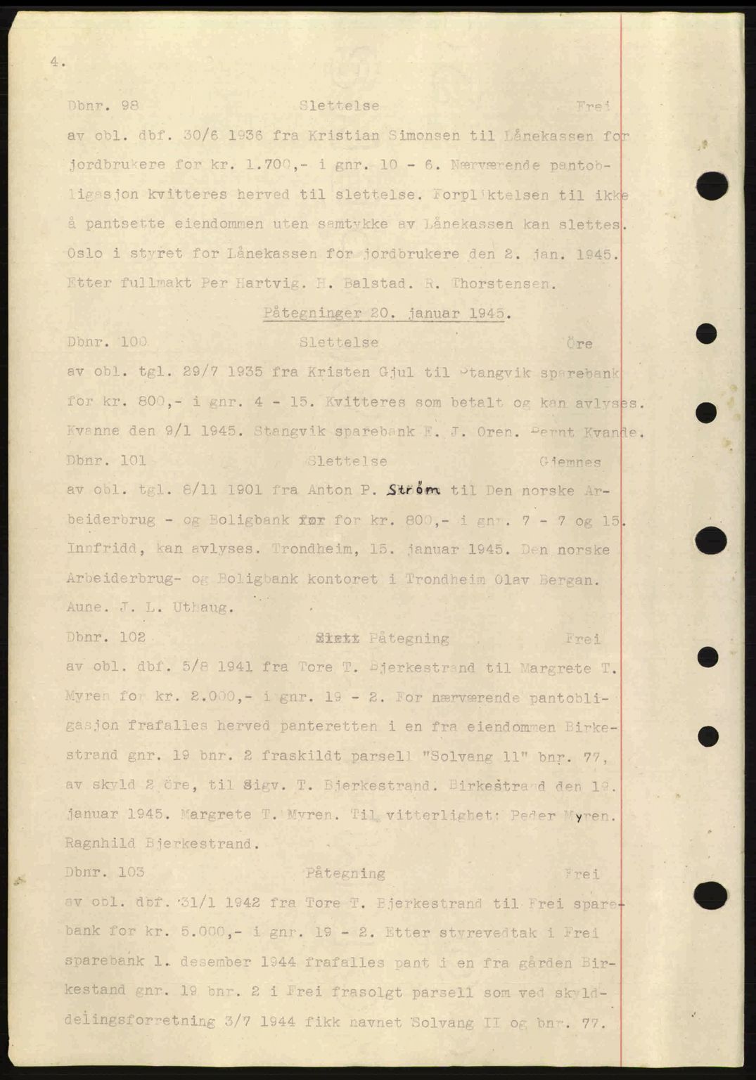 Nordmøre sorenskriveri, AV/SAT-A-4132/1/2/2Ca: Pantebok nr. C82a, 1945-1946, Dagboknr: 98/1945