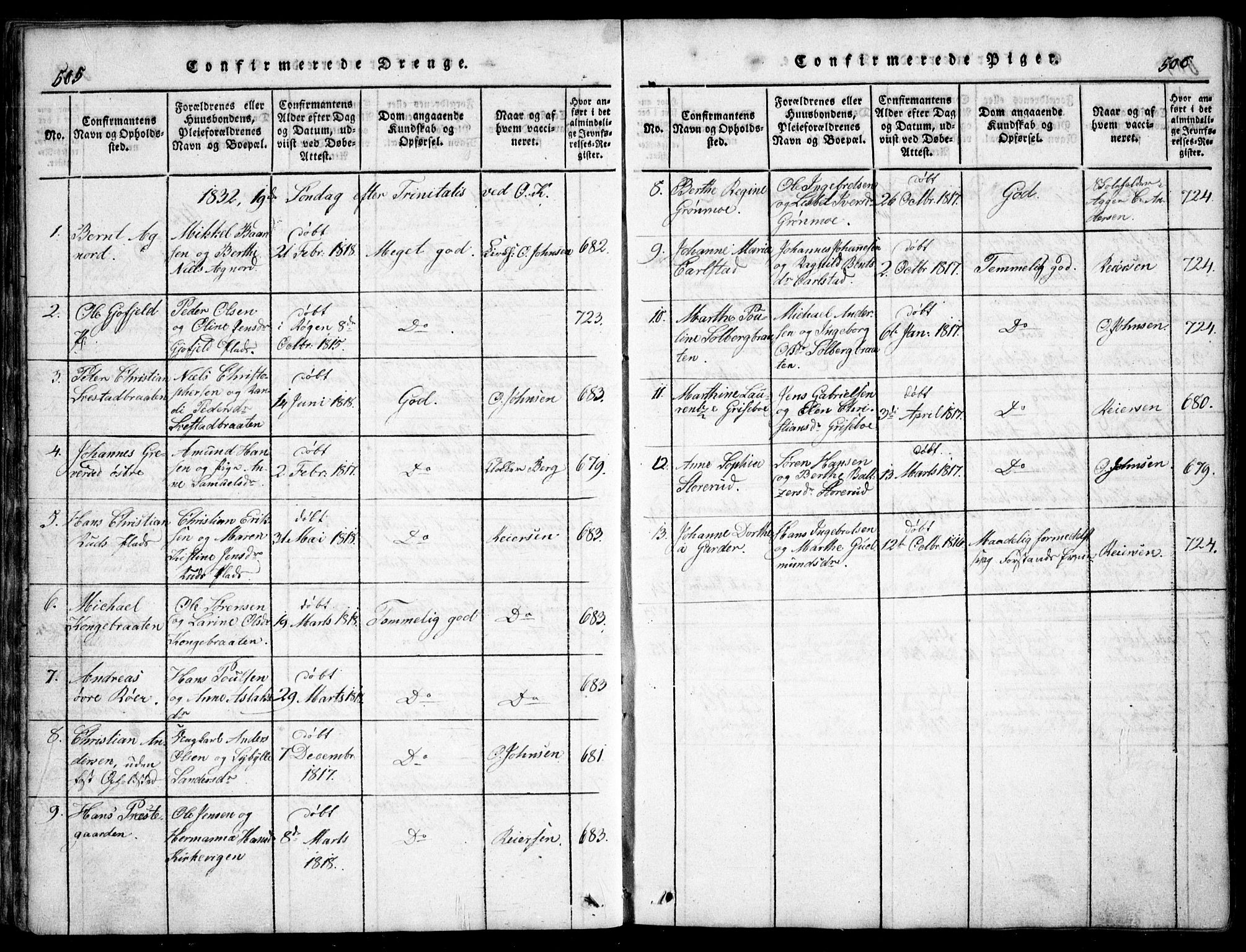 Nesodden prestekontor Kirkebøker, AV/SAO-A-10013/G/Ga/L0001: Klokkerbok nr. I 1, 1814-1847, s. 505-506