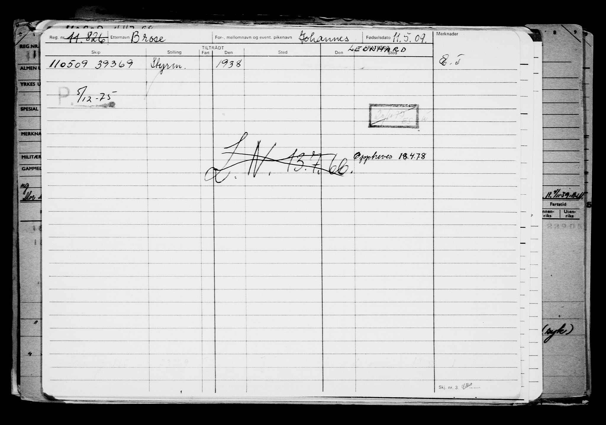 Direktoratet for sjømenn, AV/RA-S-3545/G/Gb/L0083: Hovedkort, 1909, s. 133