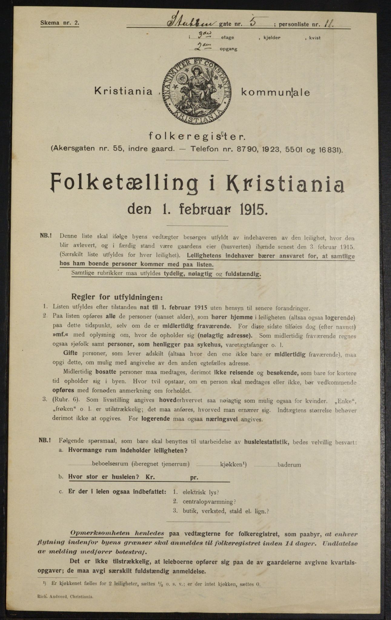 OBA, Kommunal folketelling 1.2.1915 for Kristiania, 1915, s. 104680