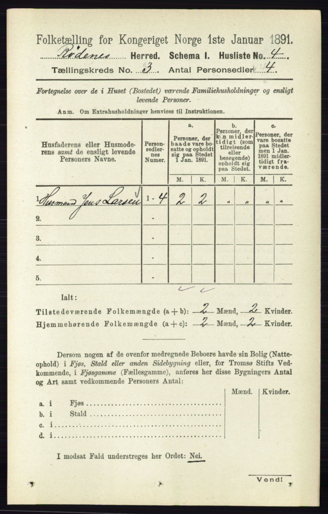 RA, Folketelling 1891 for 0120 Rødenes herred, 1891, s. 1130