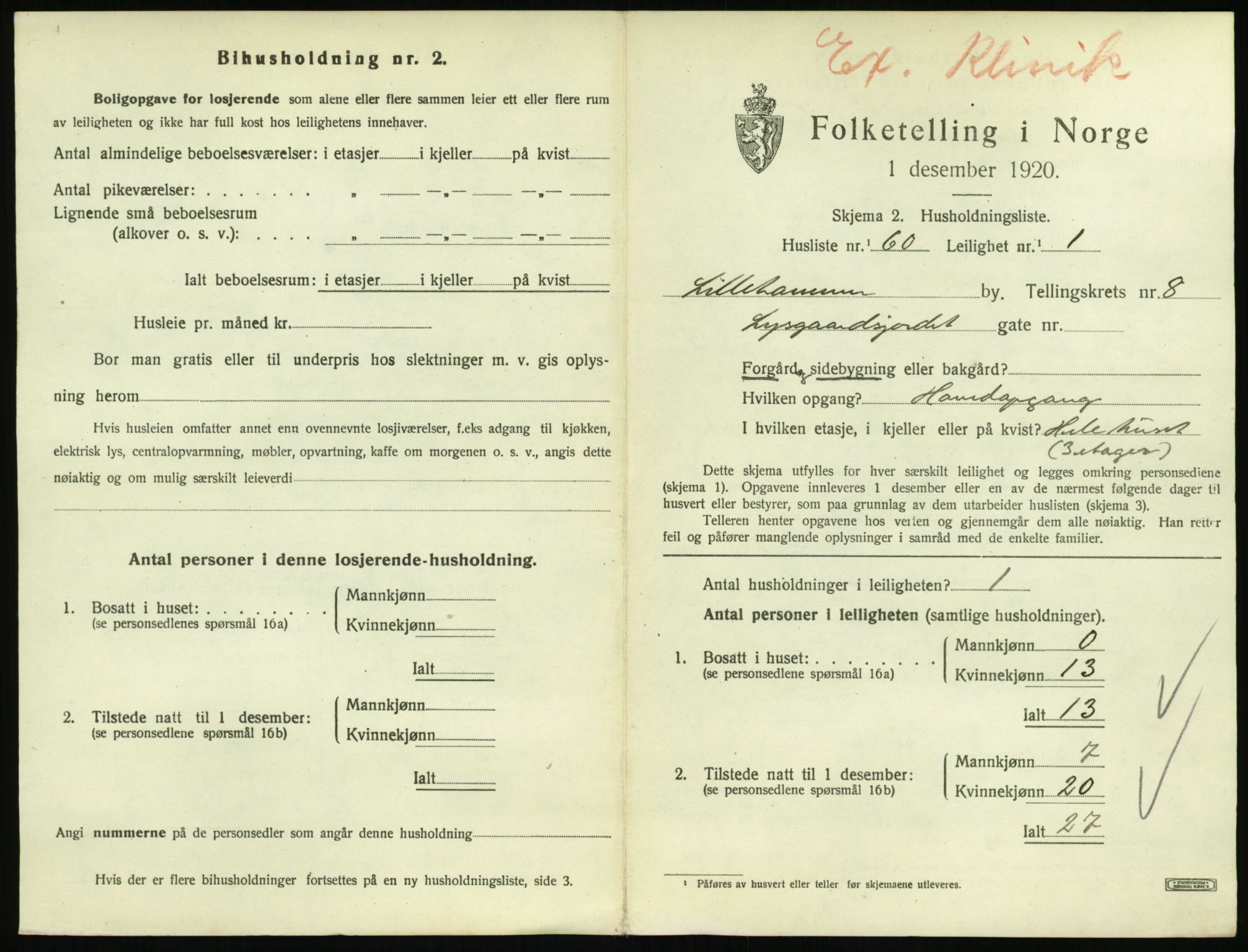 SAH, Folketelling 1920 for 0501 Lillehammer kjøpstad, 1920, s. 3046