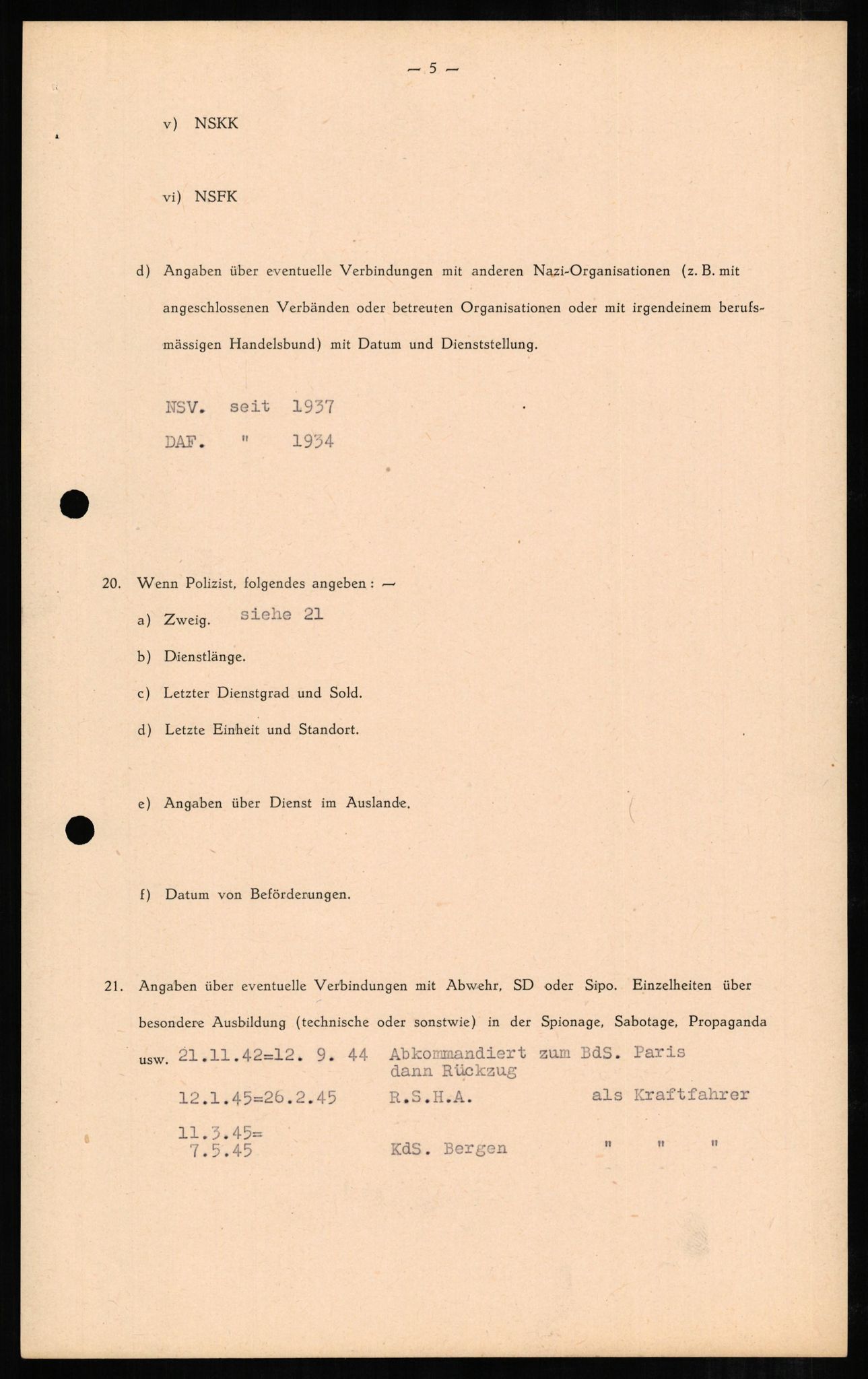 Forsvaret, Forsvarets overkommando II, AV/RA-RAFA-3915/D/Db/L0005: CI Questionaires. Tyske okkupasjonsstyrker i Norge. Tyskere., 1945-1946, s. 316