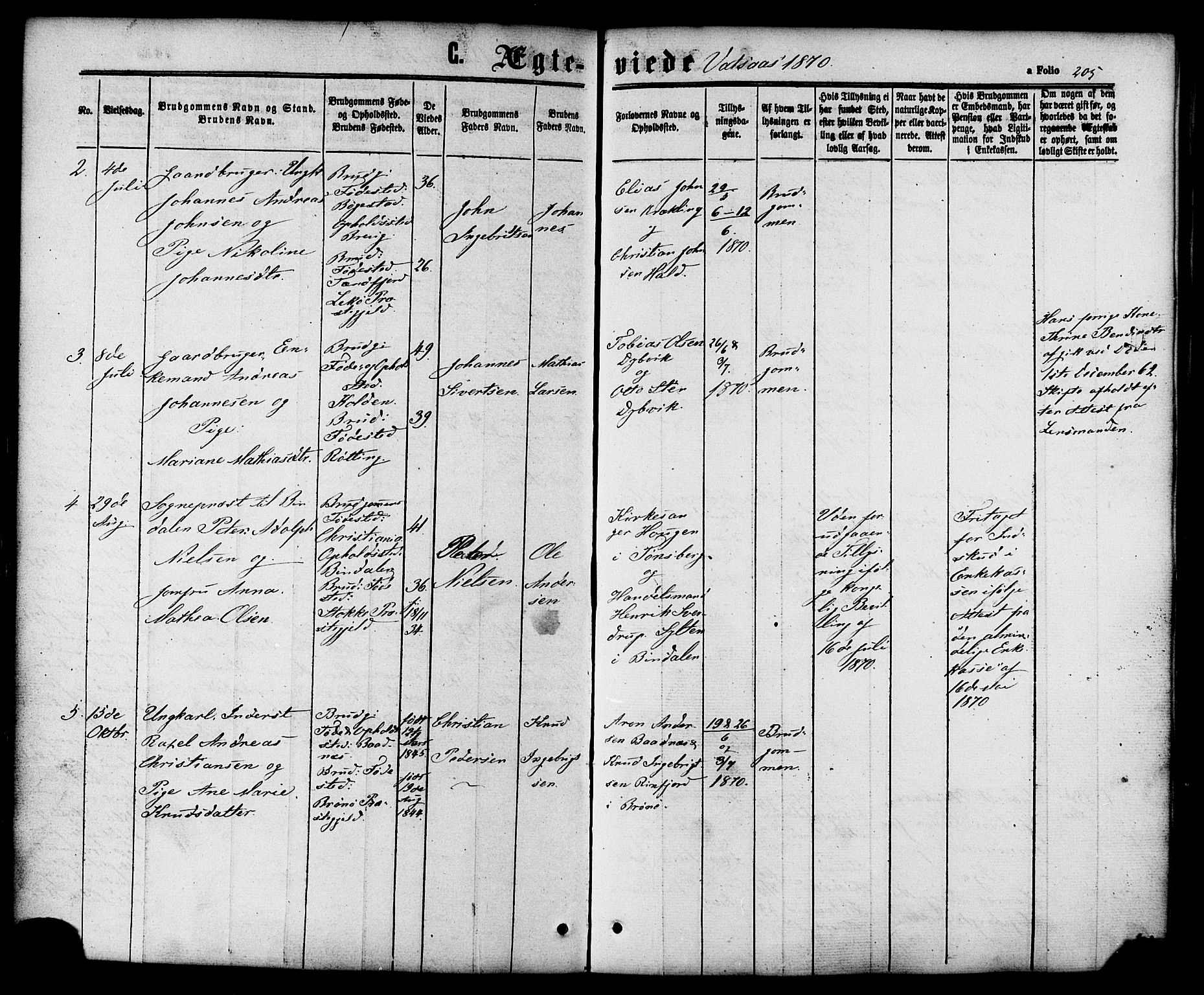 Ministerialprotokoller, klokkerbøker og fødselsregistre - Nordland, AV/SAT-A-1459/810/L0146: Ministerialbok nr. 810A08 /1, 1862-1874, s. 205