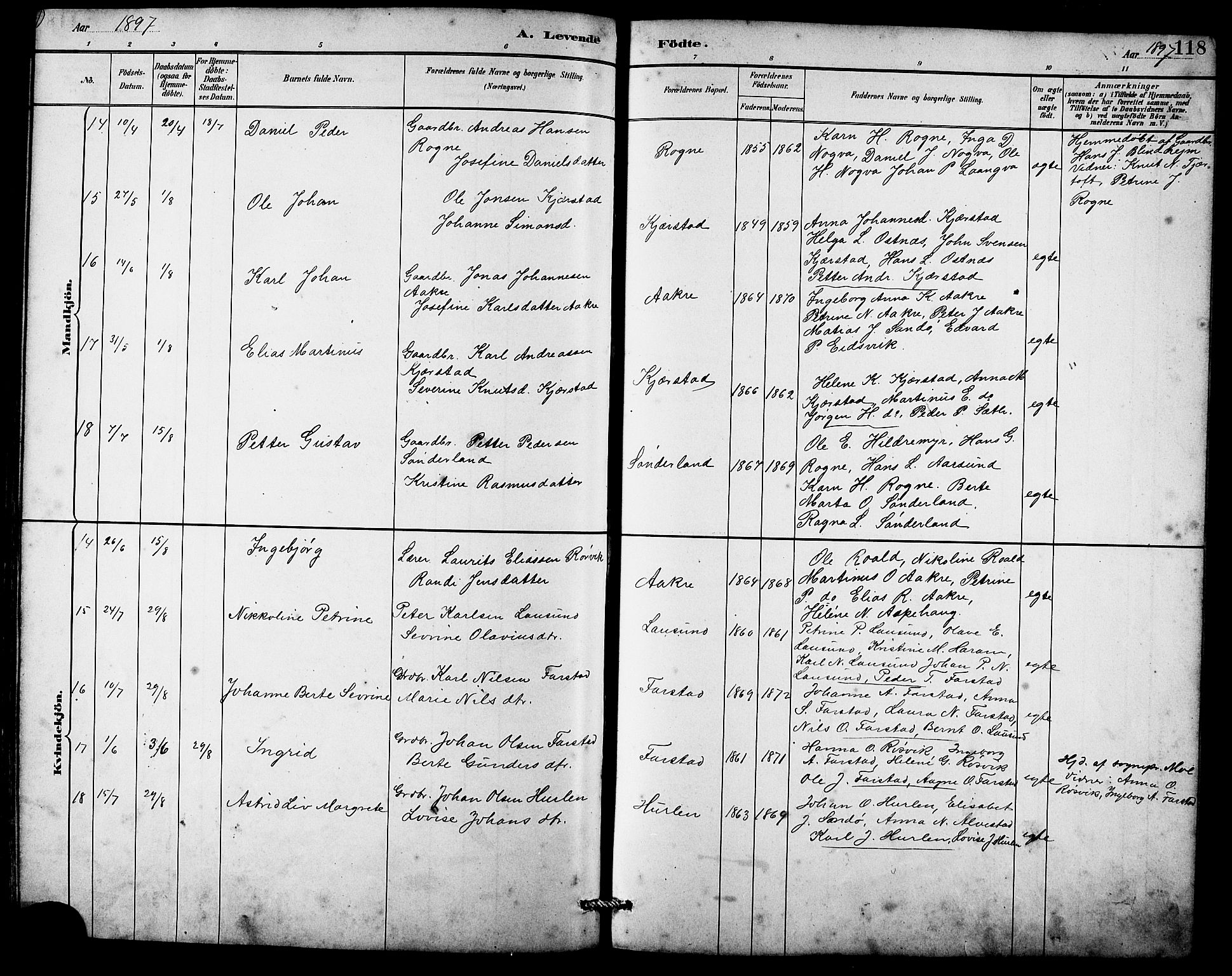 Ministerialprotokoller, klokkerbøker og fødselsregistre - Møre og Romsdal, AV/SAT-A-1454/536/L0510: Klokkerbok nr. 536C05, 1881-1898, s. 118