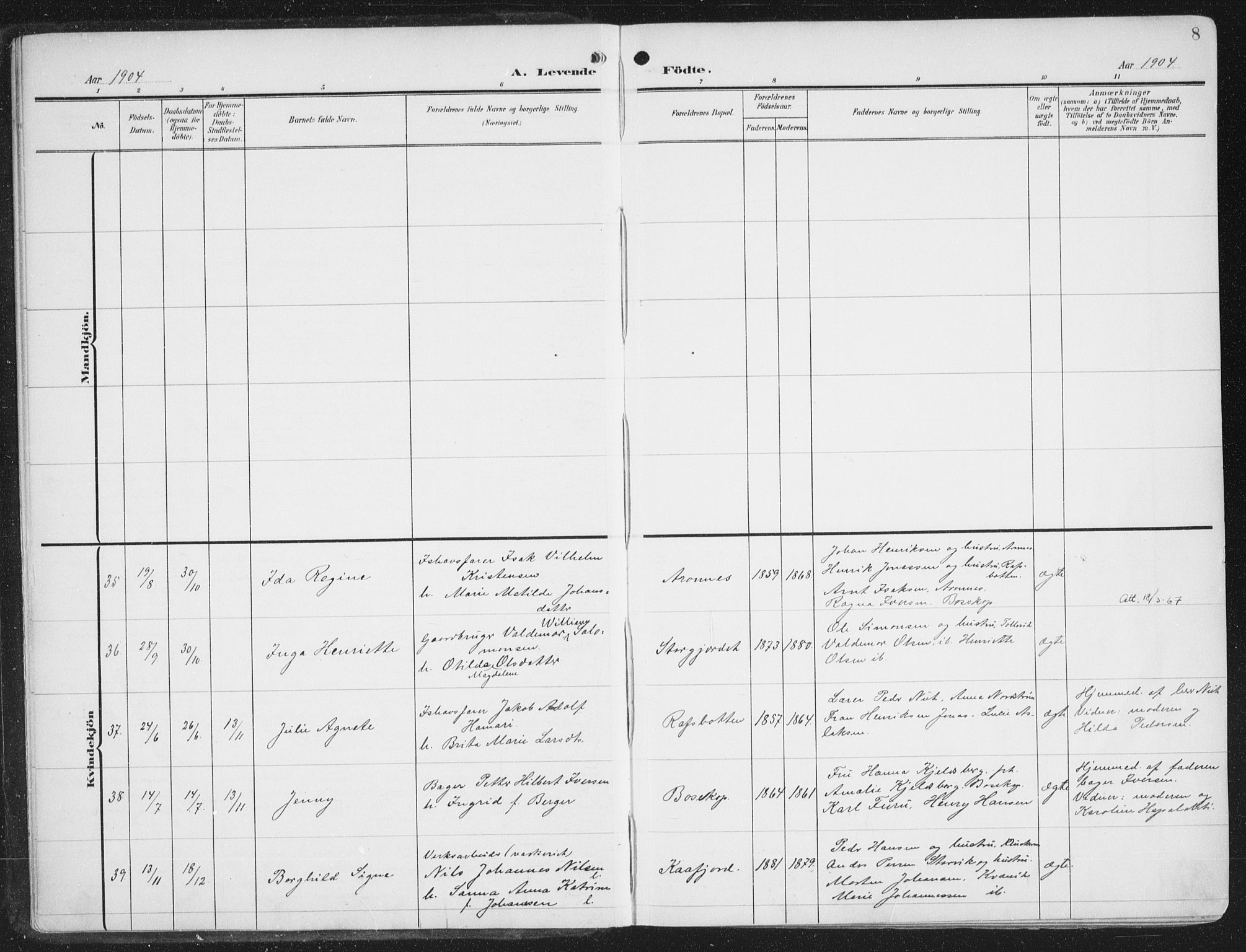 Alta sokneprestkontor, AV/SATØ-S-1338/H/Ha/L0005.kirke: Ministerialbok nr. 5, 1904-1918, s. 8