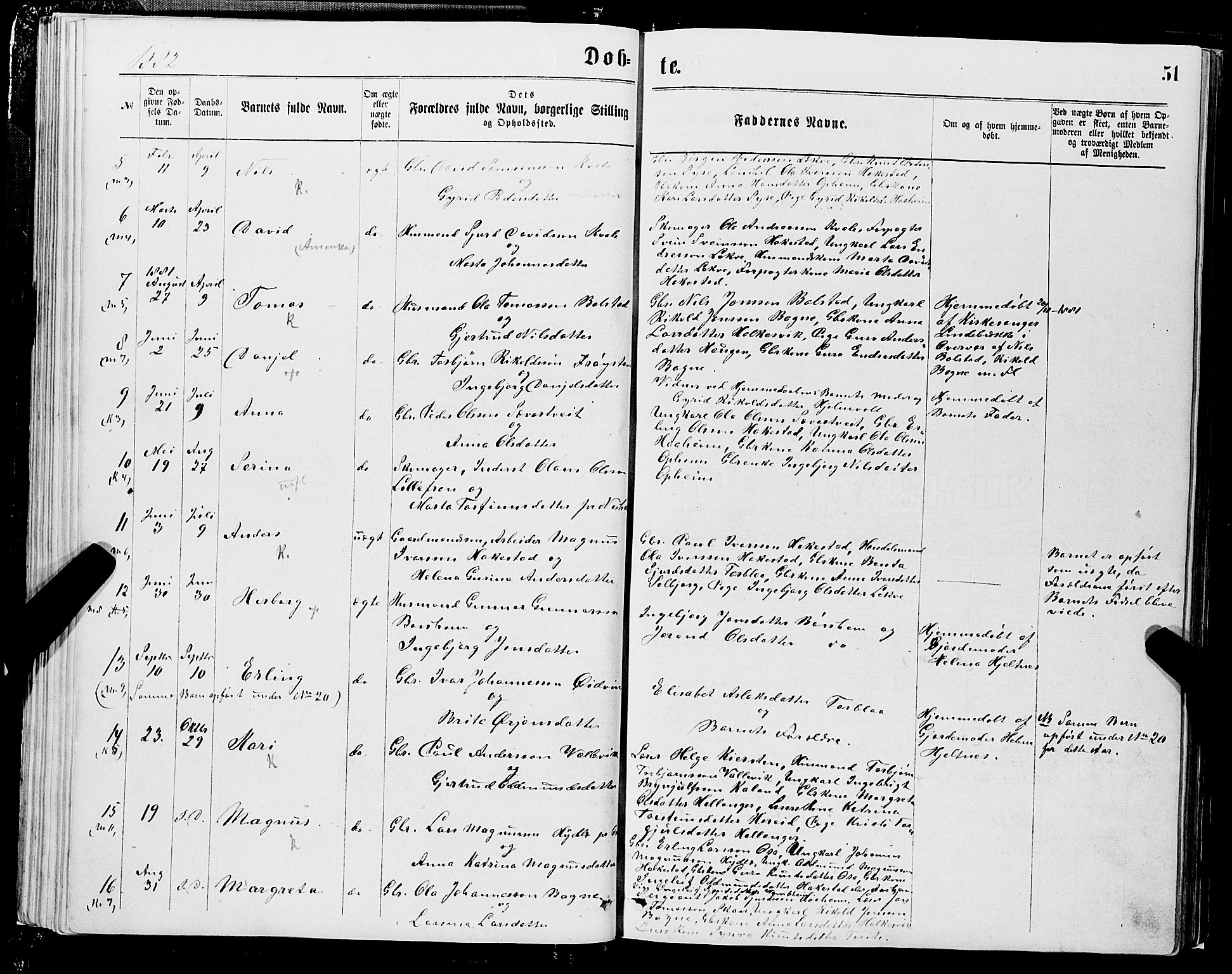 Ulvik sokneprestembete, AV/SAB-A-78801/H/Hab: Klokkerbok nr. A 2, 1869-1882, s. 51