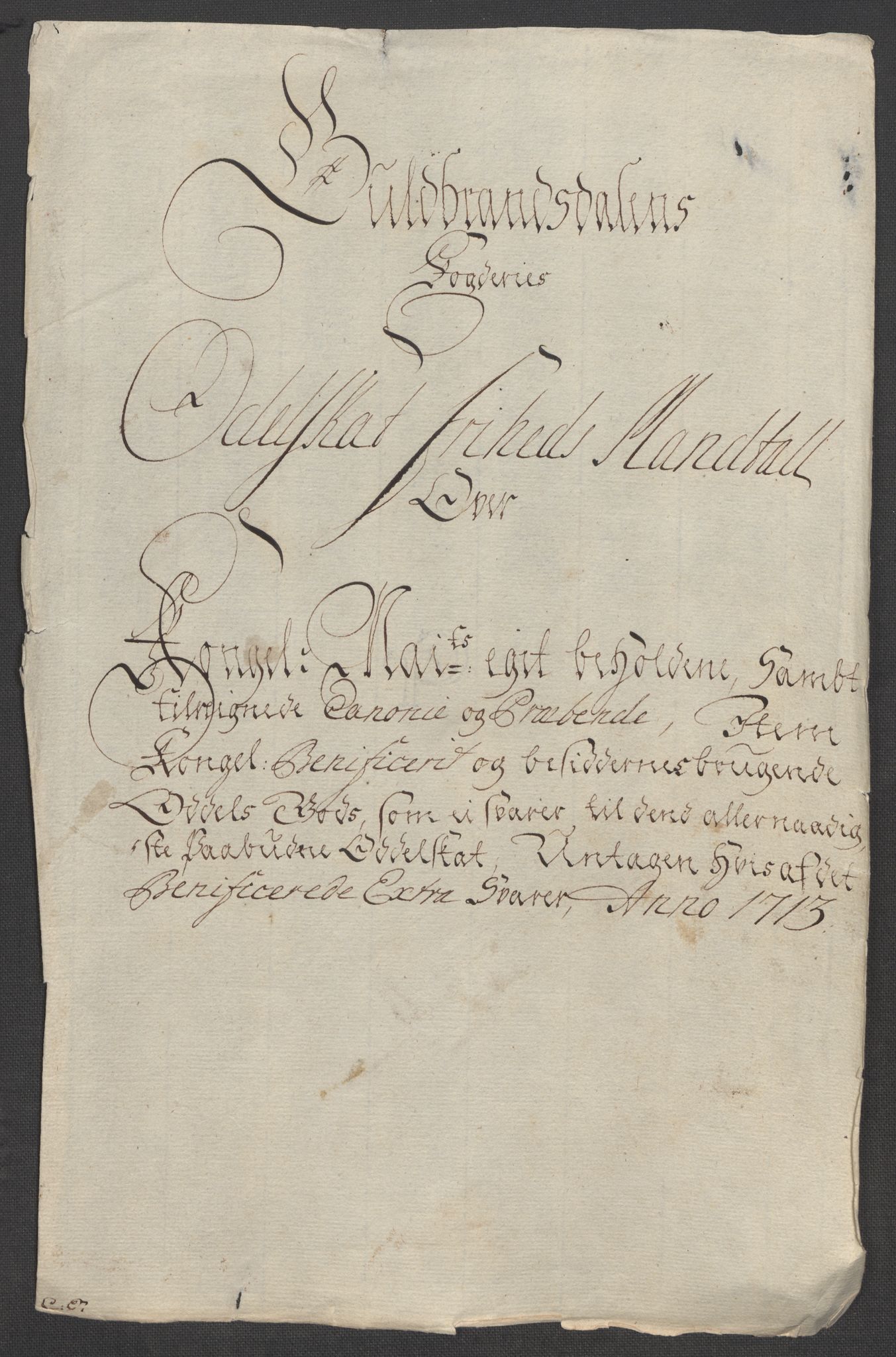 Rentekammeret inntil 1814, Reviderte regnskaper, Fogderegnskap, RA/EA-4092/R17/L1182: Fogderegnskap Gudbrandsdal, 1713, s. 482