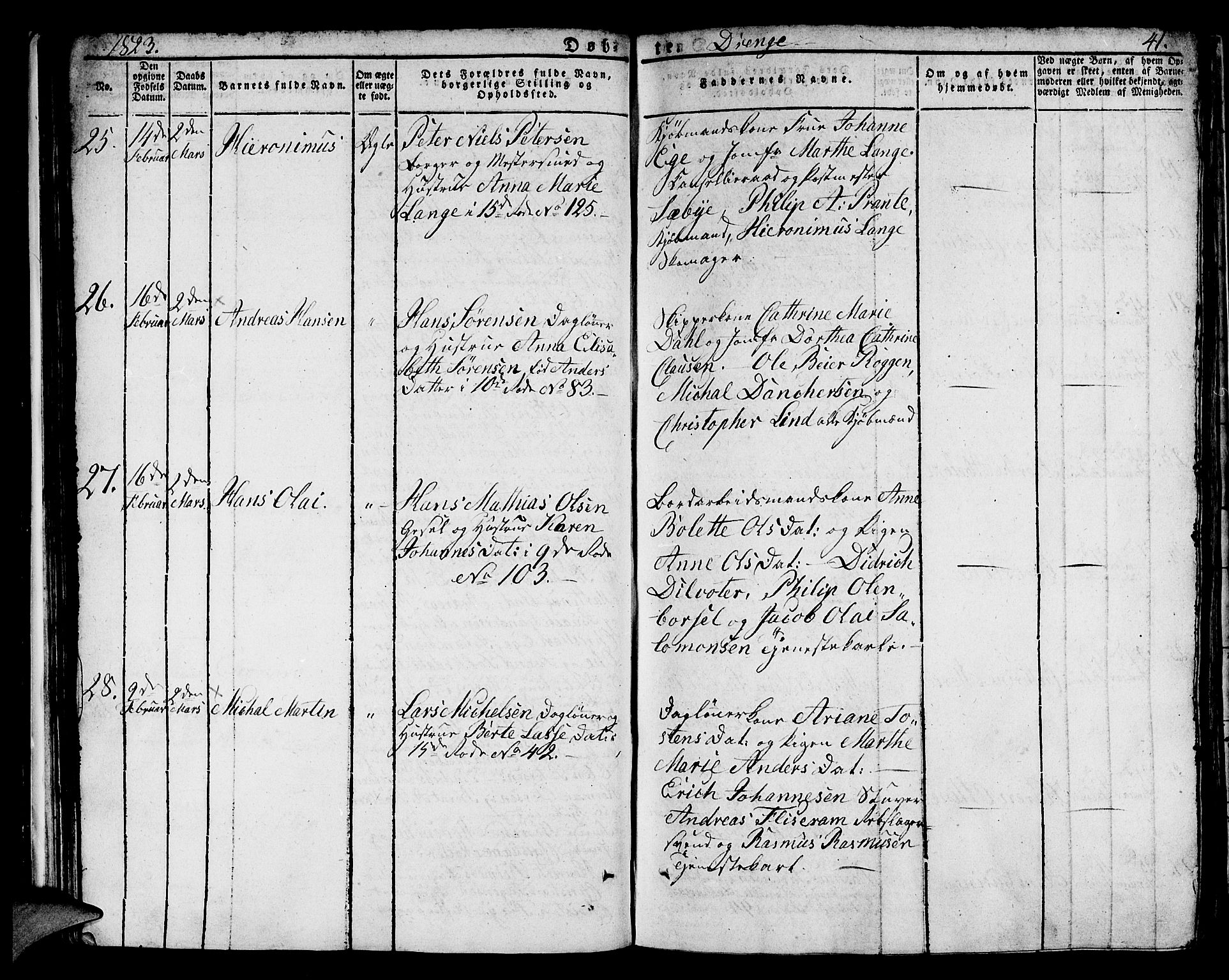 Domkirken sokneprestembete, AV/SAB-A-74801/H/Hab/L0005: Klokkerbok nr. A 5, 1821-1830, s. 41