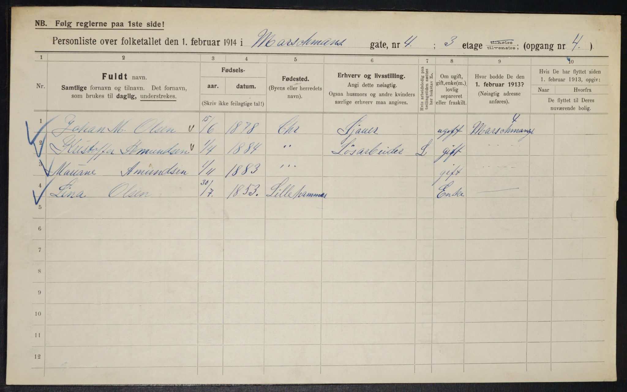 OBA, Kommunal folketelling 1.2.1914 for Kristiania, 1914, s. 64805