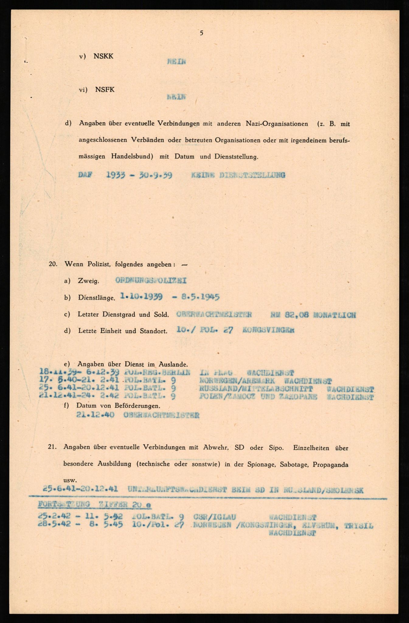 Forsvaret, Forsvarets overkommando II, RA/RAFA-3915/D/Db/L0023: CI Questionaires. Tyske okkupasjonsstyrker i Norge. Tyskere., 1945-1946, s. 546