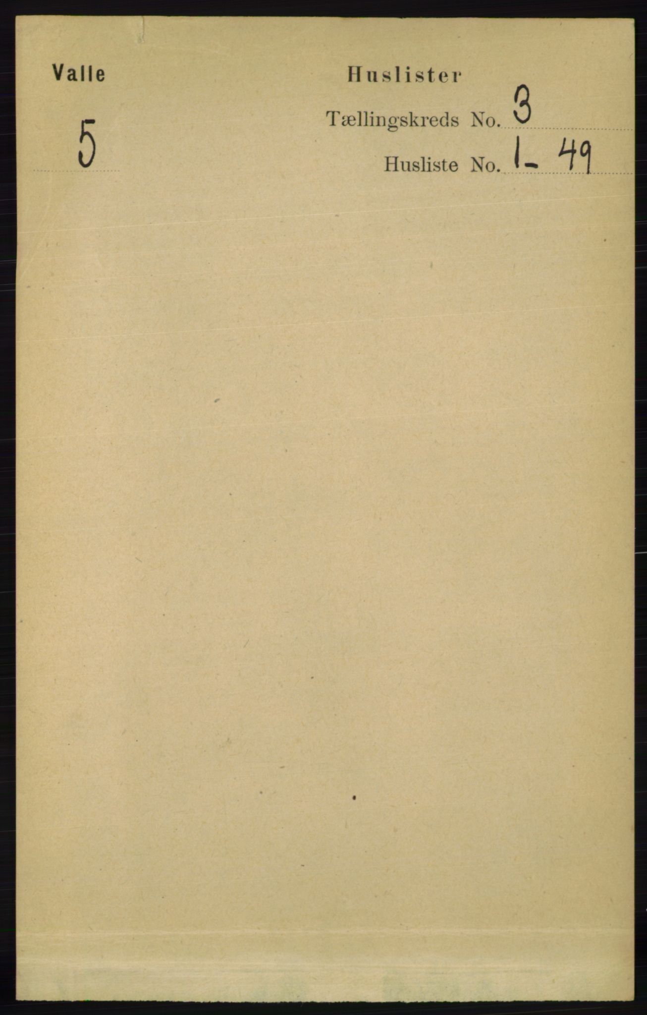 RA, Folketelling 1891 for 0940 Valle herred, 1891, s. 629