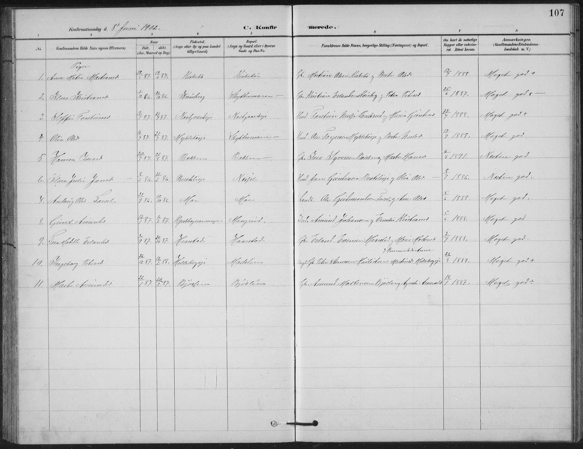 Vestre Gausdal prestekontor, SAH/PREST-094/H/Ha/Hab/L0004: Klokkerbok nr. 4, 1898-1939, s. 107