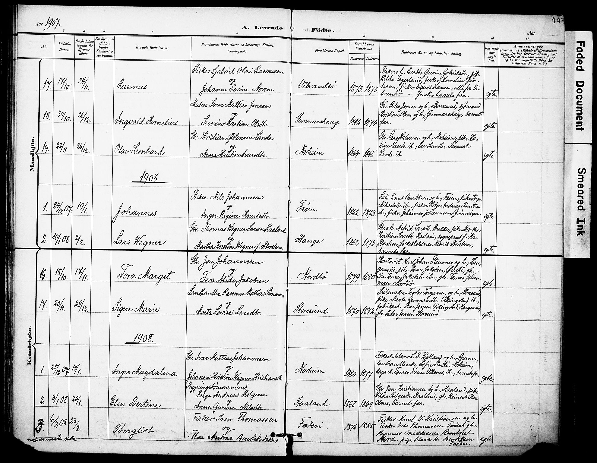 Torvastad sokneprestkontor, SAST/A -101857/H/Ha/Haa/L0017: Ministerialbok nr. A 16, 1899-1911, s. 44