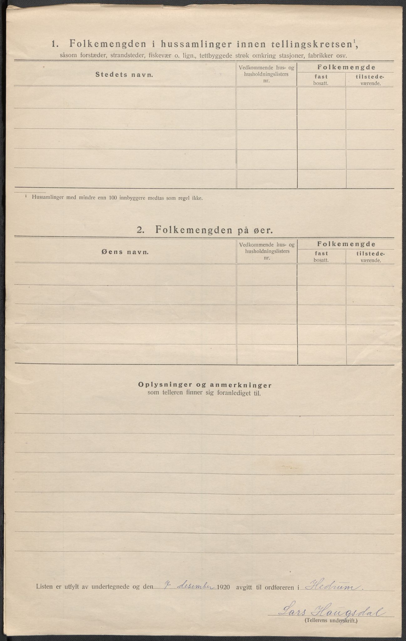 SAKO, Folketelling 1920 for 0727 Hedrum herred, 1920, s. 45