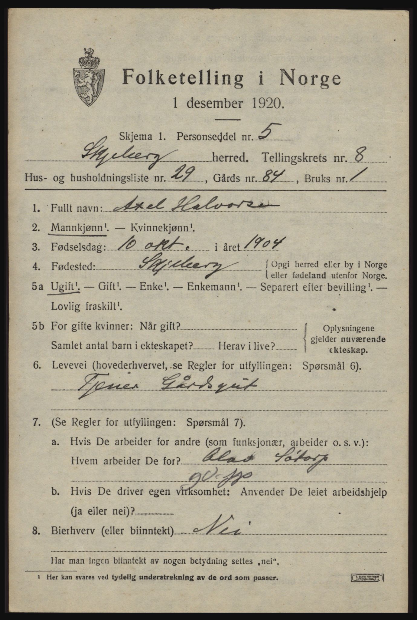 SAO, Folketelling 1920 for 0115 Skjeberg herred, 1920, s. 8207