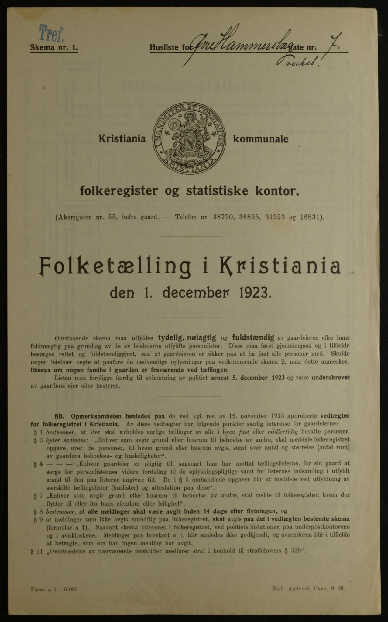 OBA, Kommunal folketelling 1.12.1923 for Kristiania, 1923, s. 143132