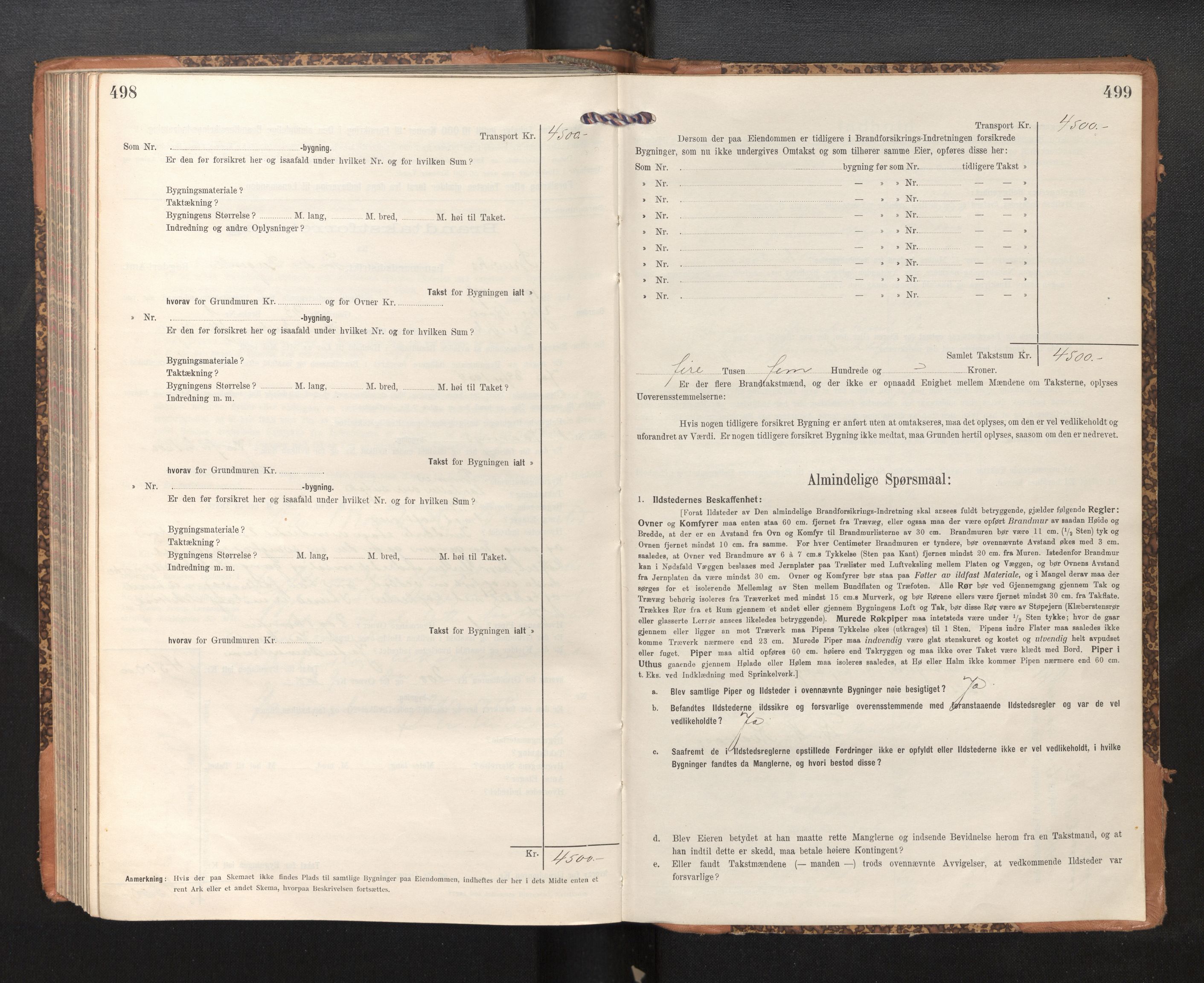 Lensmannen i Bruvik, SAB/A-31301/0012/L0008: Branntakstprotokoll, skjematakst, 1914-1919, s. 498-499