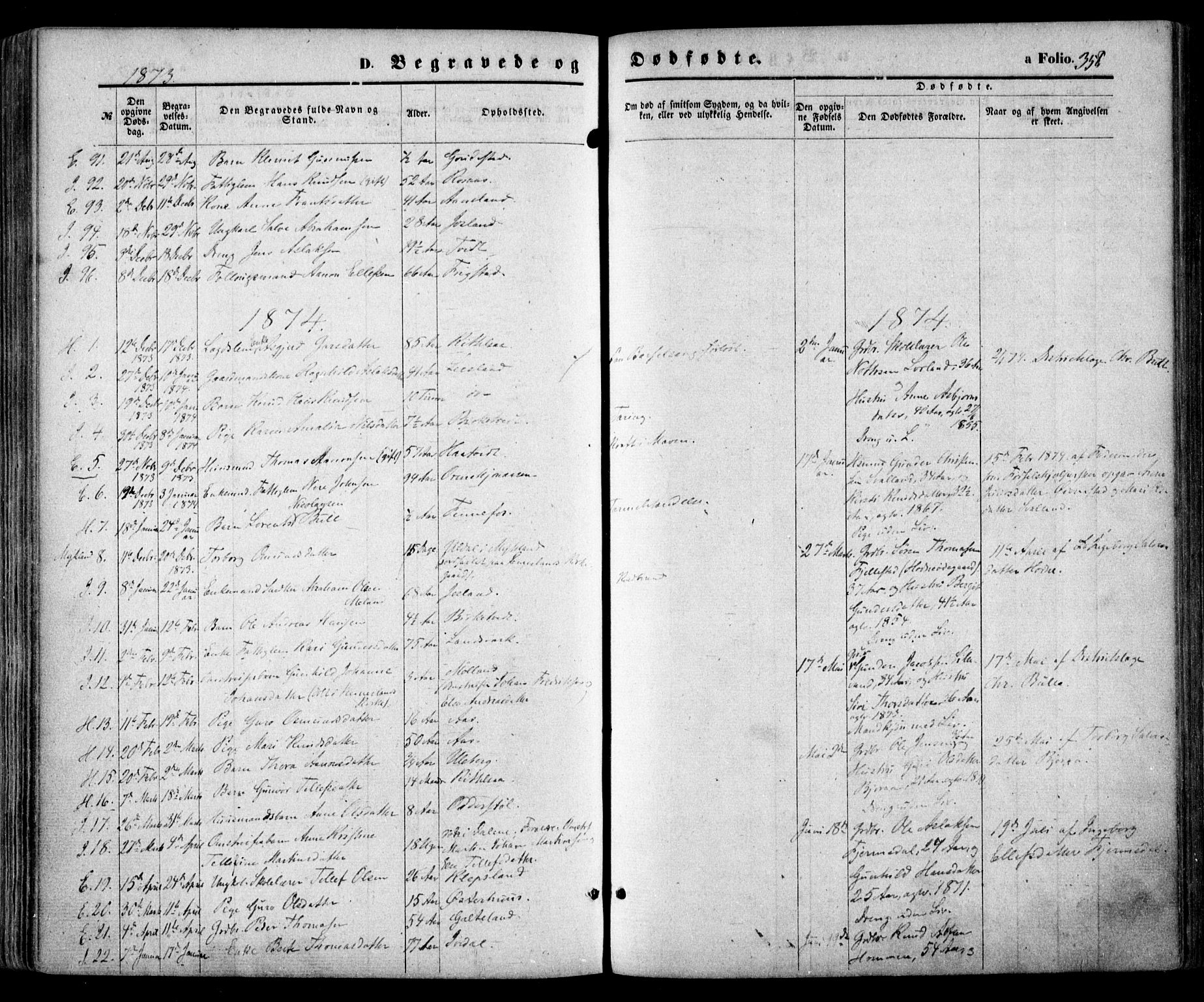 Evje sokneprestkontor, SAK/1111-0008/F/Fa/Faa/L0006: Ministerialbok nr. A 6, 1866-1884, s. 358