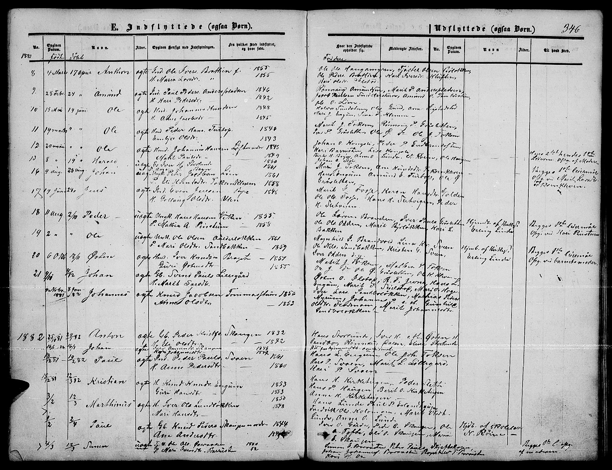 Nord-Fron prestekontor, AV/SAH-PREST-080/H/Ha/Hab/L0001: Klokkerbok nr. 1, 1851-1883, s. 346