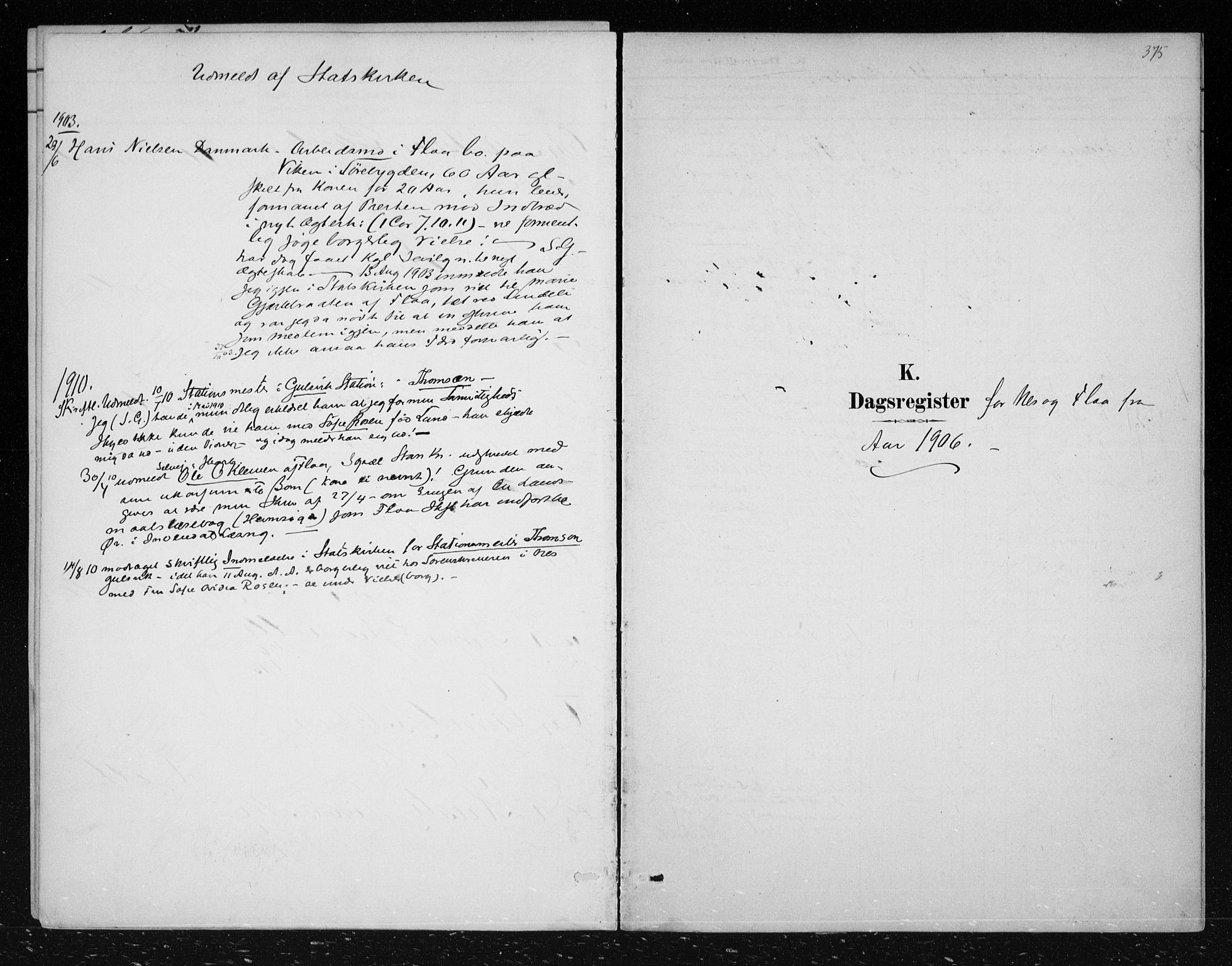 Nes kirkebøker, AV/SAKO-A-236/F/Fa/L0012: Ministerialbok nr. 12, 1881-1917, s. 375