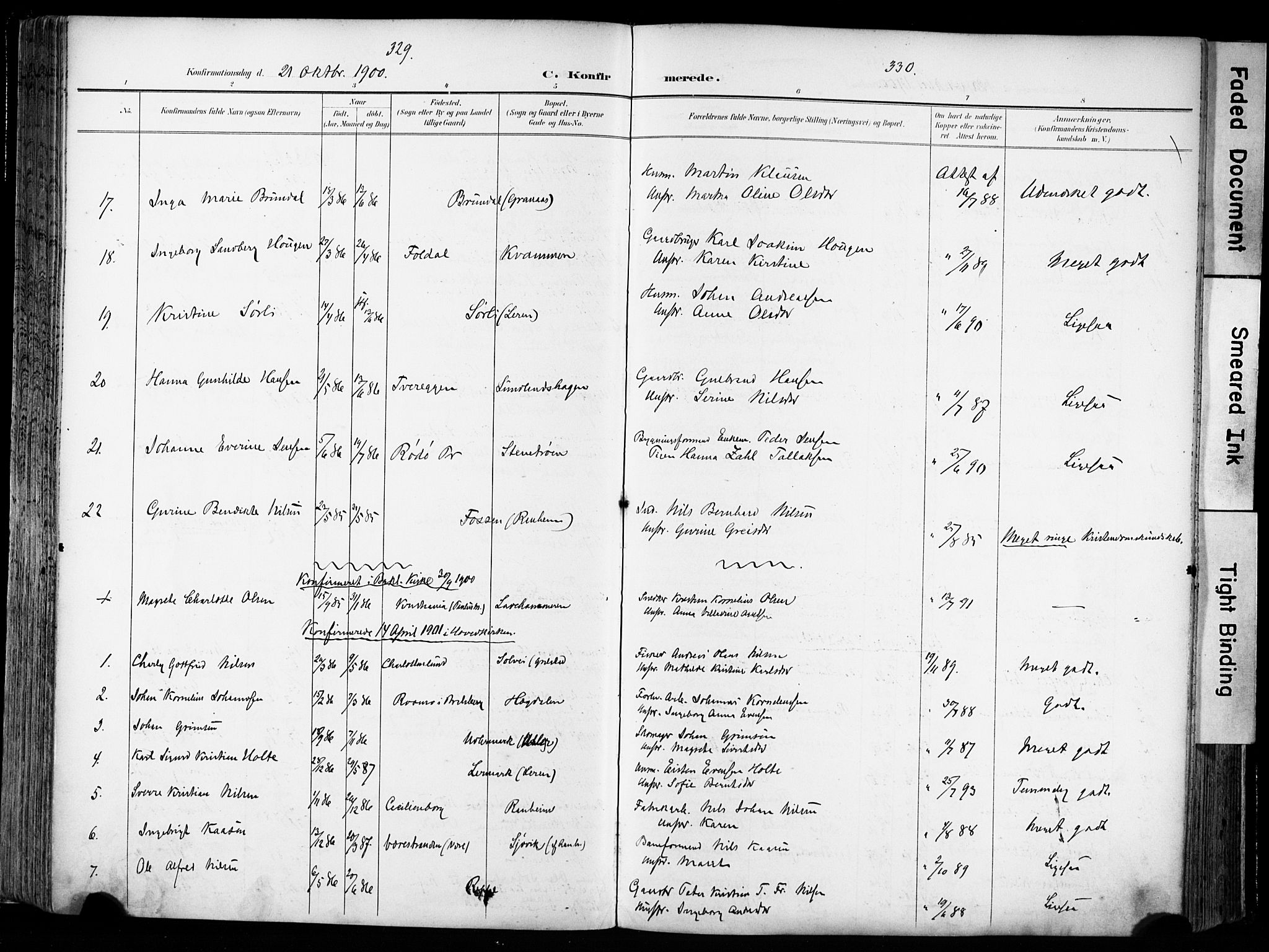 Ministerialprotokoller, klokkerbøker og fødselsregistre - Sør-Trøndelag, AV/SAT-A-1456/606/L0301: Ministerialbok nr. 606A16, 1894-1907, s. 329-330